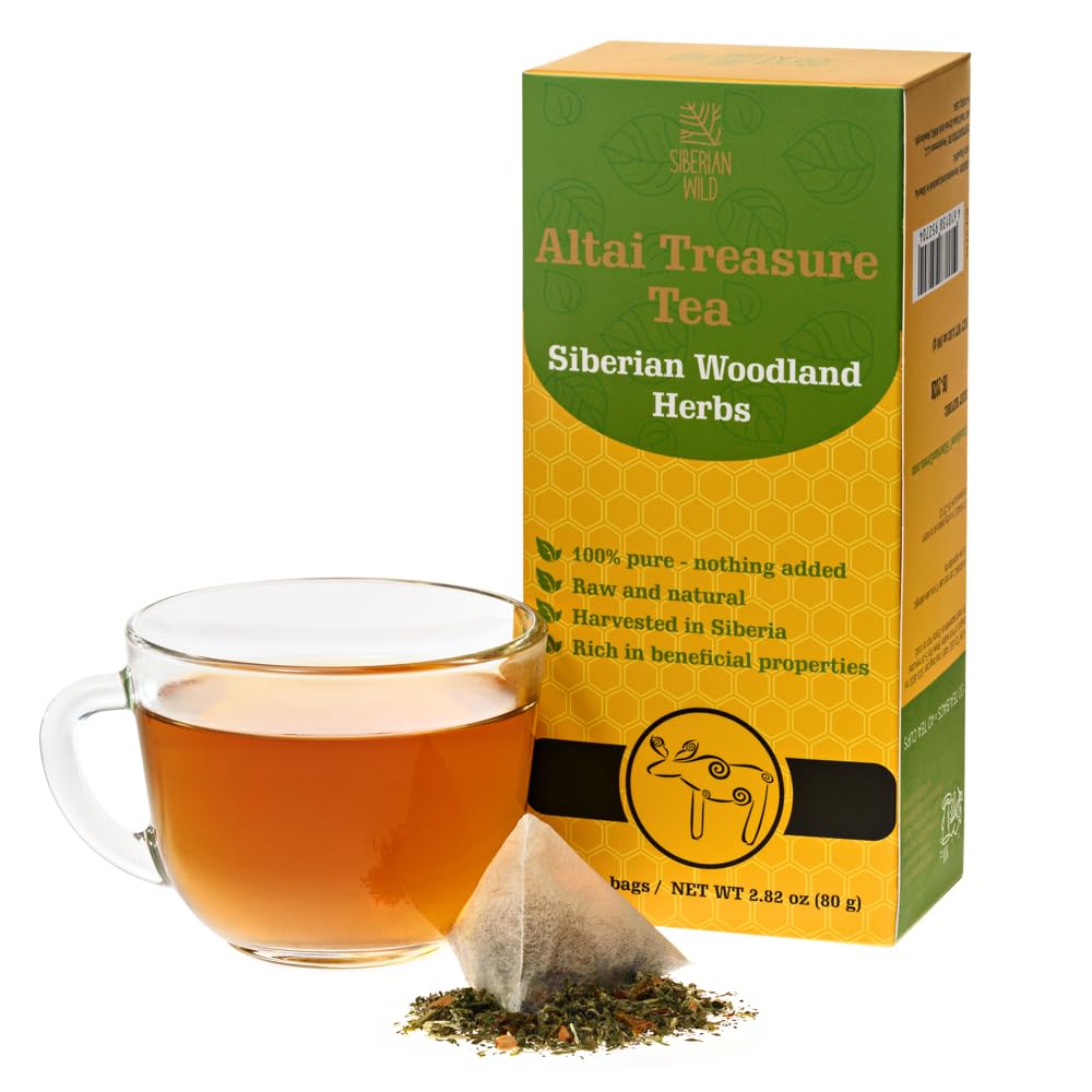 Siberian Wild Altai Treasure Tea ? Siberian Woodland Herbs ? Caffeine-Free Natural Herbal Loose-Leaf Blend ? 20 Natural Tea Bags with Black Currant