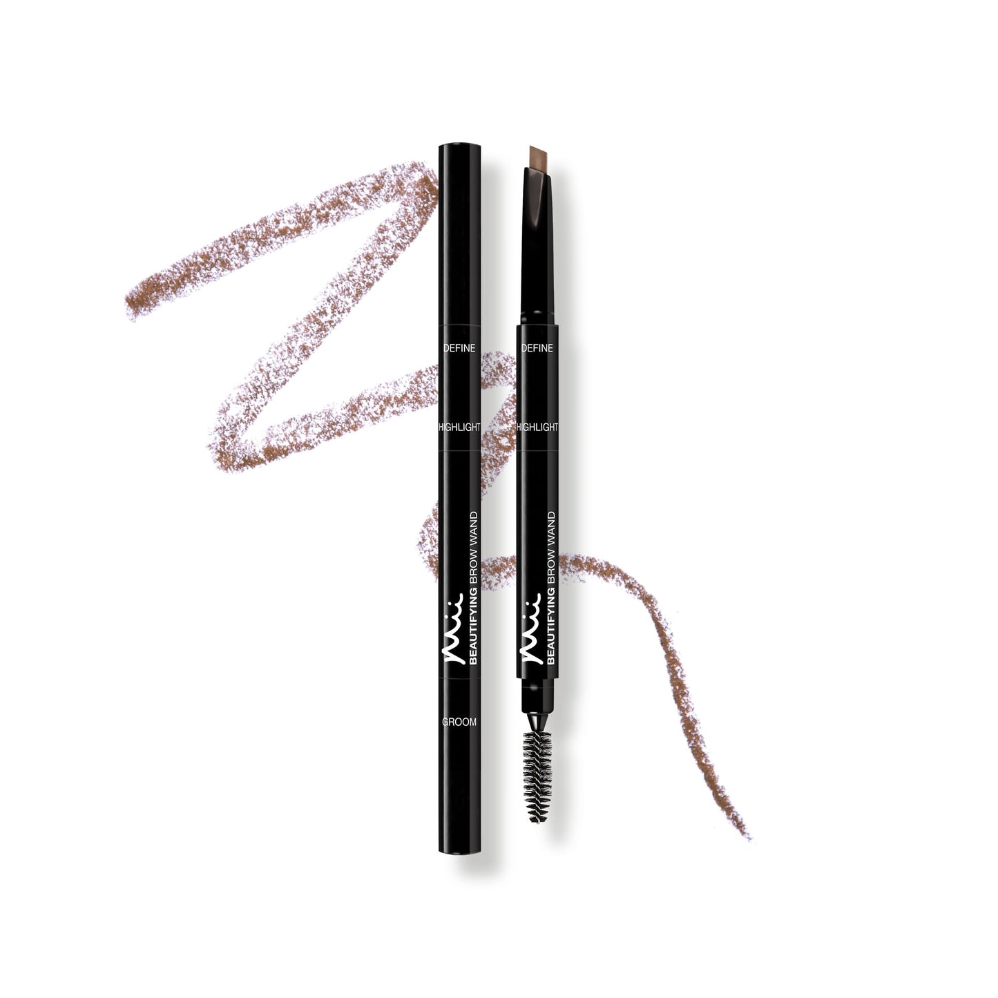 Mii Cosmetics Beautifying Brow Wand, Eyebrow Pencil, 3 in 1 Eyebrow Pen with Brush & Highlighter for Filling, Shaping, & Defining, Soft Brown, Truly