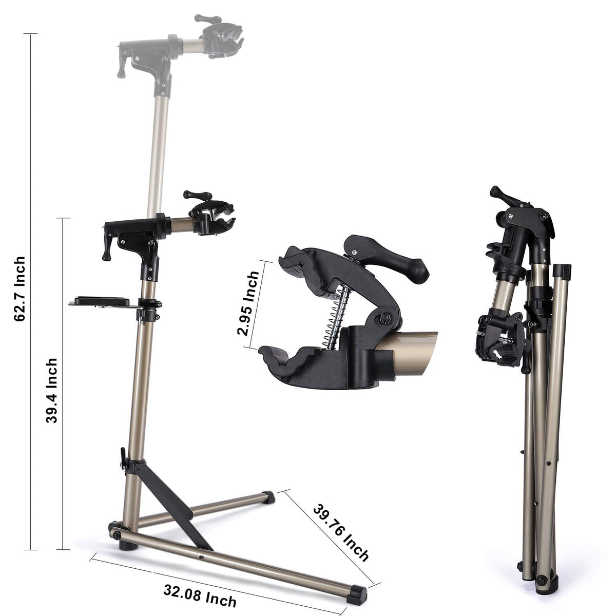 CXWXC Bike Maintenance Stand, Bike Repair Stand with 360? Rotatable Grip, Magnet Tool Tray, Handlebar, Max Load 60 LBS, Foldable,Lightweight for Road