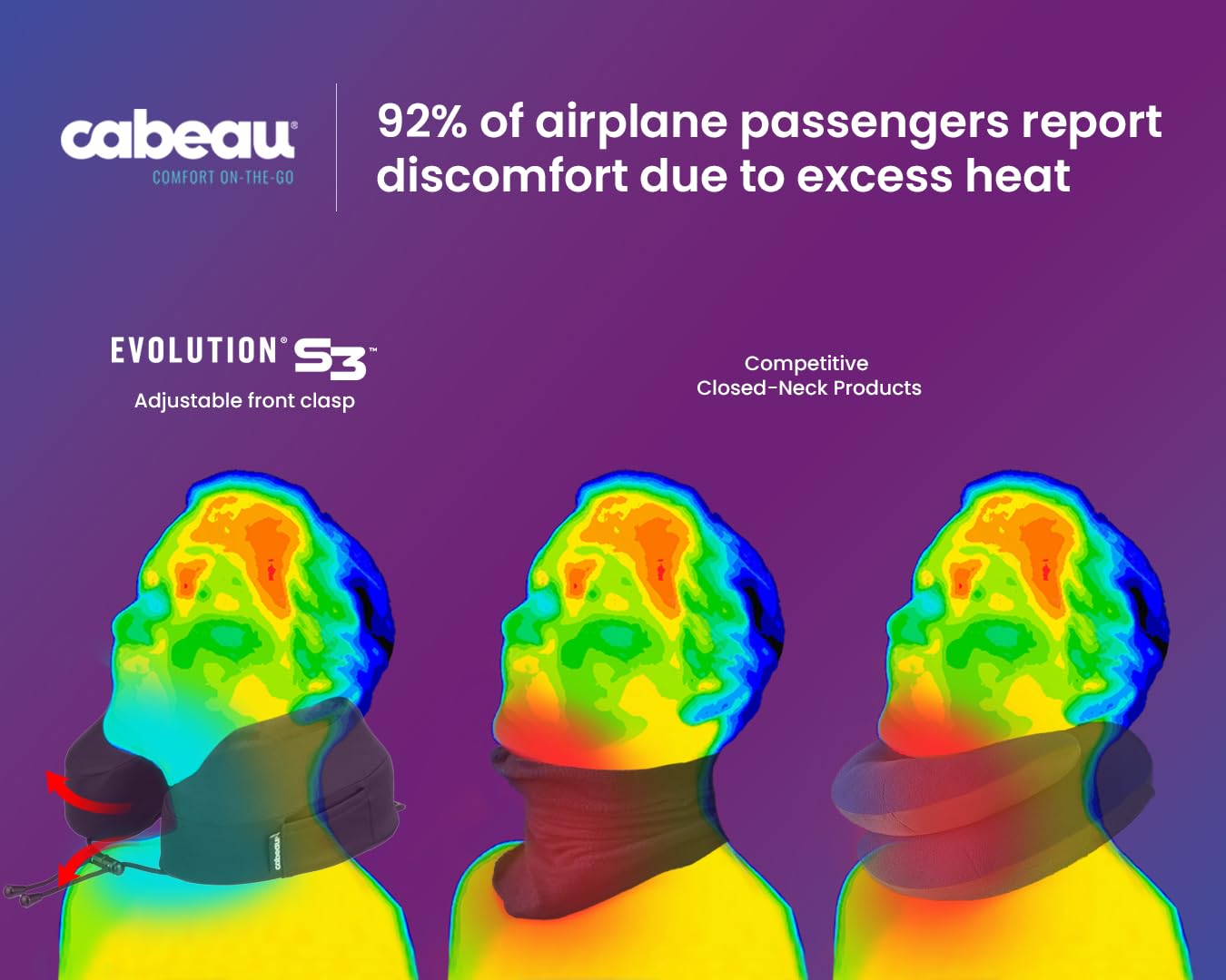 Cabeau Evolution S3 Travel Pillow  Straps to Airplane Seat  Ensures Your Head Wont Fall Forward  Relax with Plush Memory Foam  Quick-Dry Fabric