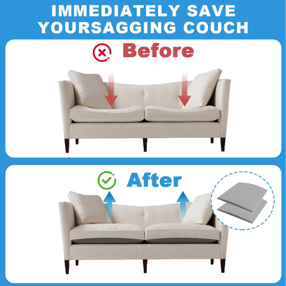 XPJBKC Sofa Cushion Support, 2 Pack Sofa Saver Furniture Seat Support Foam, 50 x 50cm High-Density Curve Sponge Sofa Support Pad