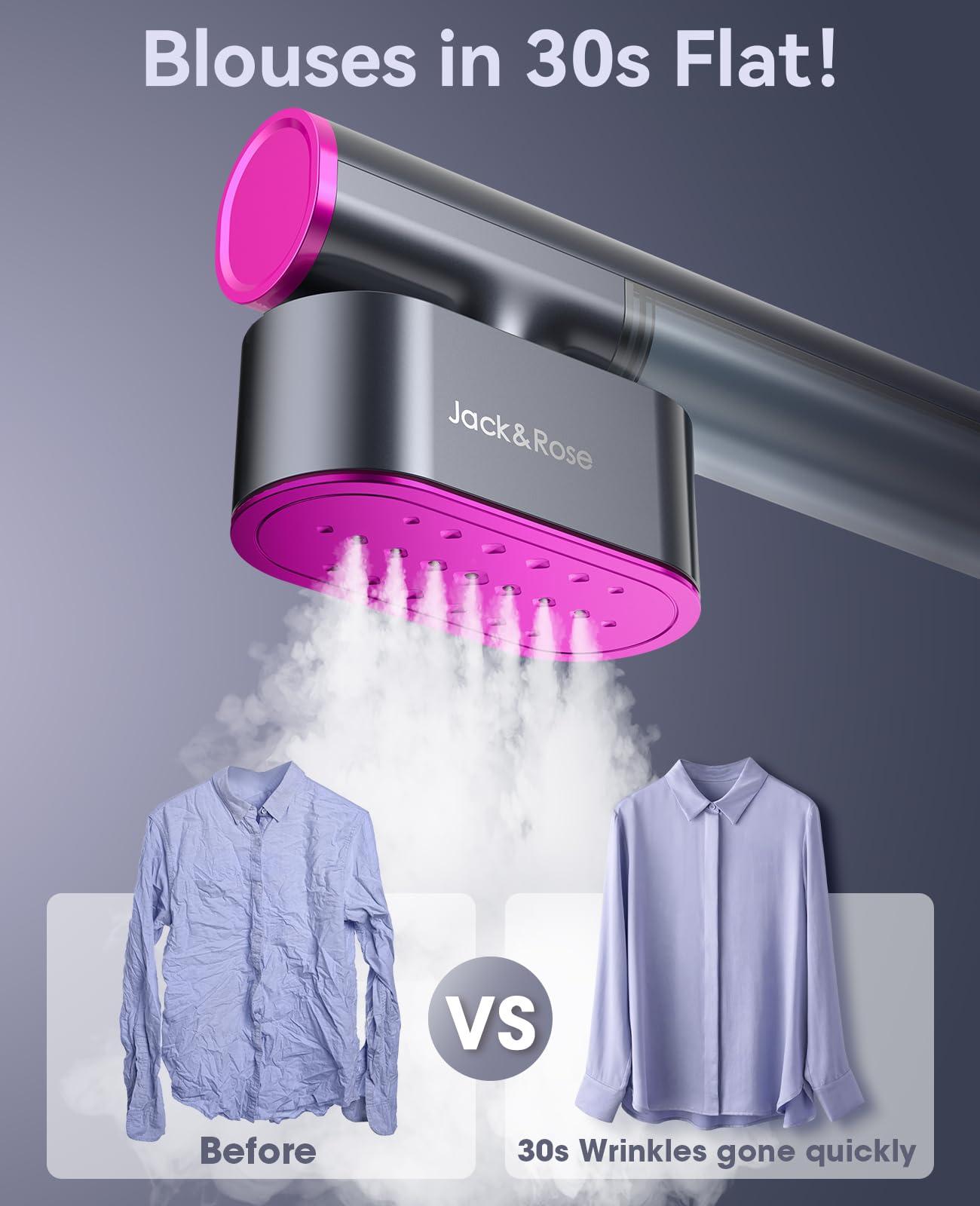 JackRose Clothes Steamer,Dual Voltage Handheld Steamer Clothing,15s Fast Heat,1000W Travel Steamer for Clothes,Lightweight Travel Iron for Global