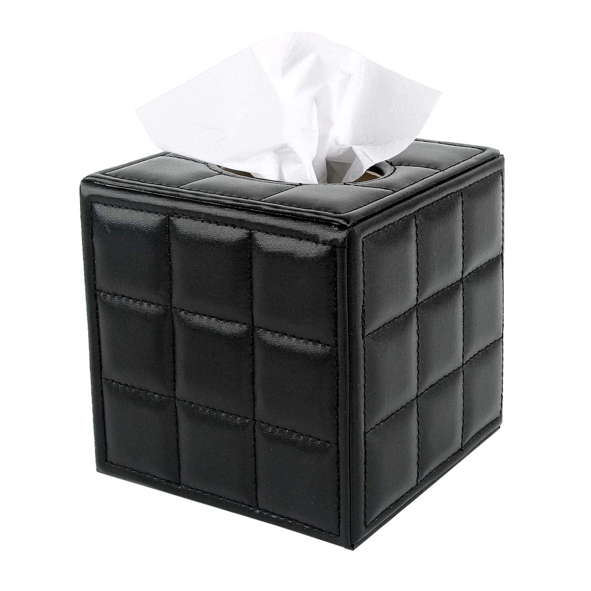 Discoball Tissue Box Cover PU Leather Cube Tissue Holder - Household Office Square Tissue Cover Case Paper Holder Napkin Dispenser Holder for Home
