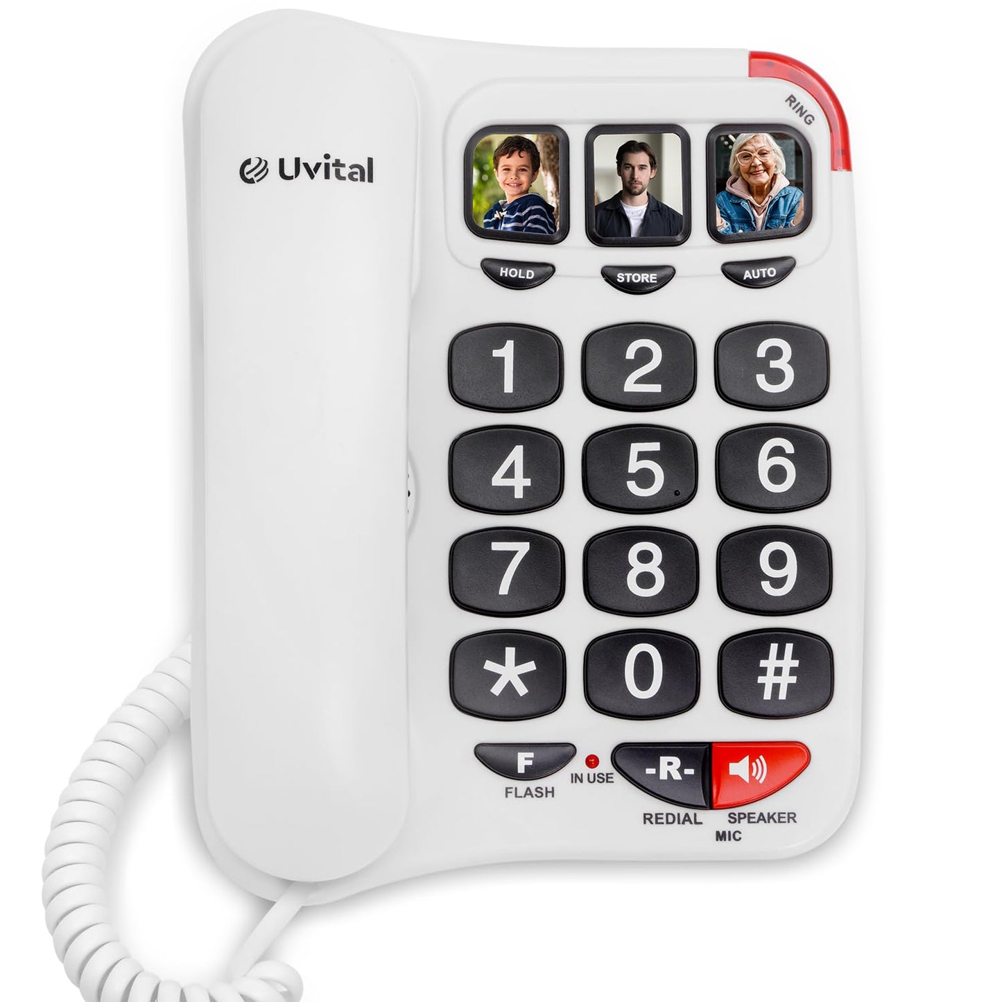 ???Big Button Telephone with Loud Volume, Uvital Speed Dialing Landline for Elderly, Support Adjustable Volume Loud for Hard of Hearing, Large Fonts