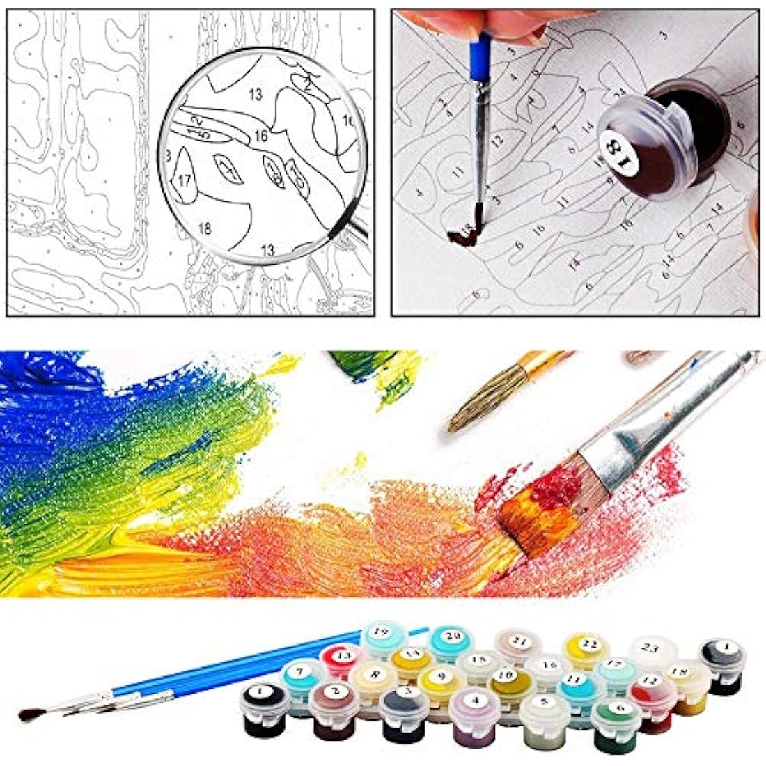 Painting by Number Kits for Adult, DIY Canvas Oil Painting Kit for Kids or Beginner with Paint brushes Acrylic Pigment Drawing Paintwork 16x20inch Without Frame (Sea view)