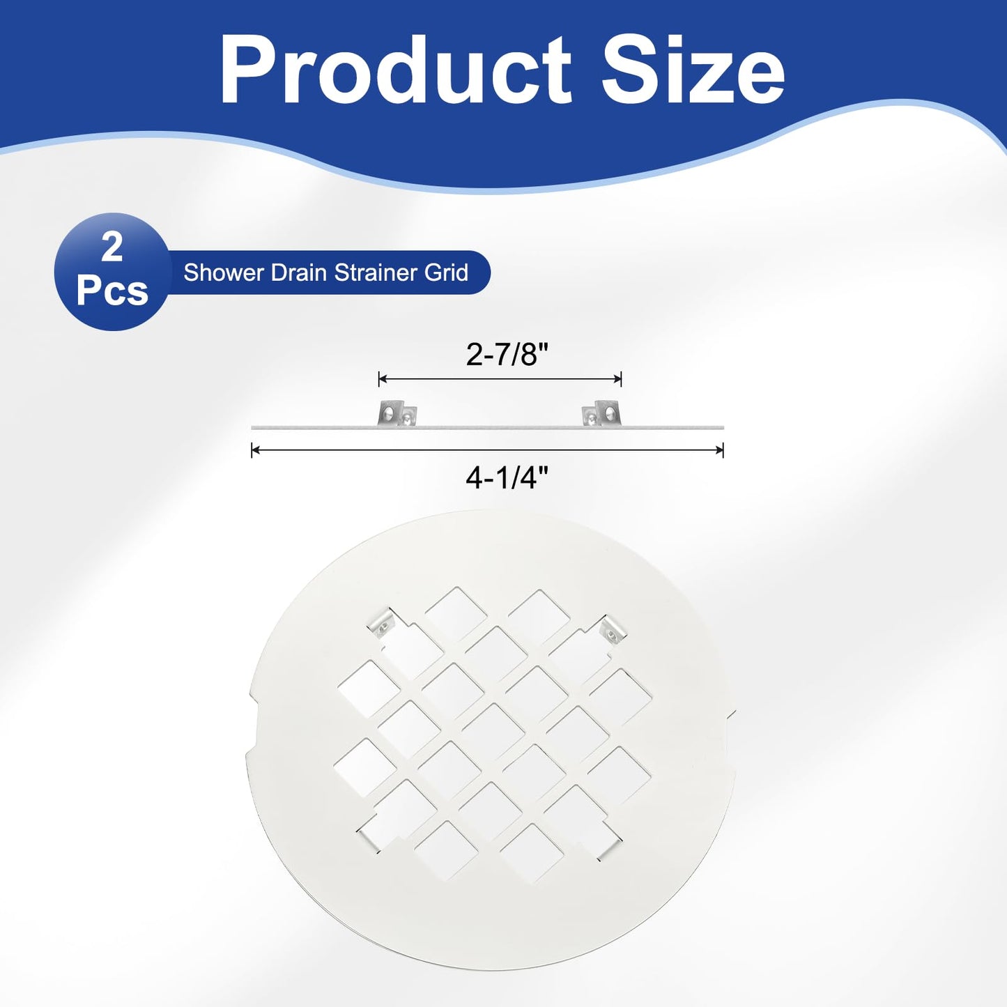 PATIKIL Shower Drain Cover 4-1/4" OD, 2 Pcs 304 Stainless Steel Round Snap-in Shower Drain Strainer Grid Replacement Cover for Bathroom Floor Lawns