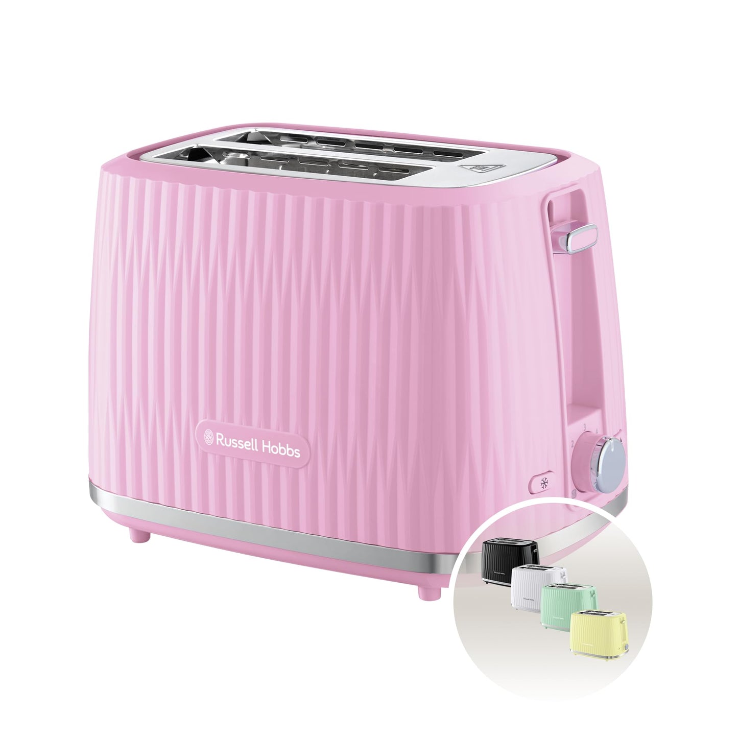 Russell Hobbs Eden 2 Slice Toaster (6 Browning Settings, High Lift Feature, Frozen, reheat, Cancel Functions, Removable Crumb Tray, 800W, Raspberry)
