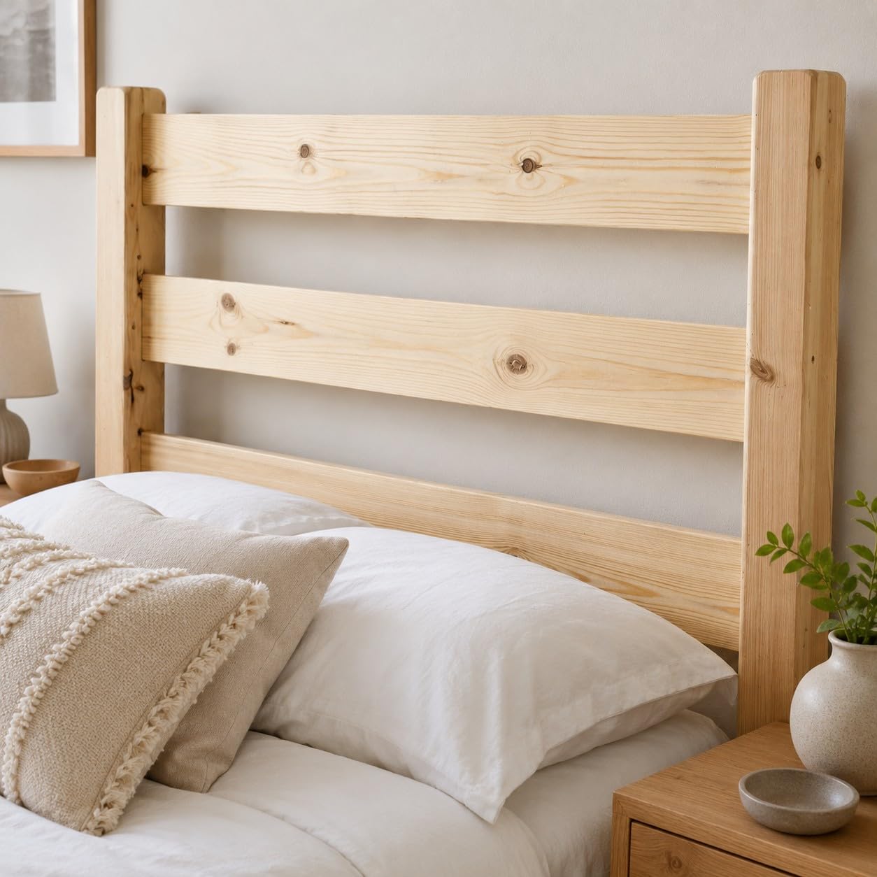 STRICTLY BEDS&BUNKS Solid Pine Headboard (Natural, 3ft Single)