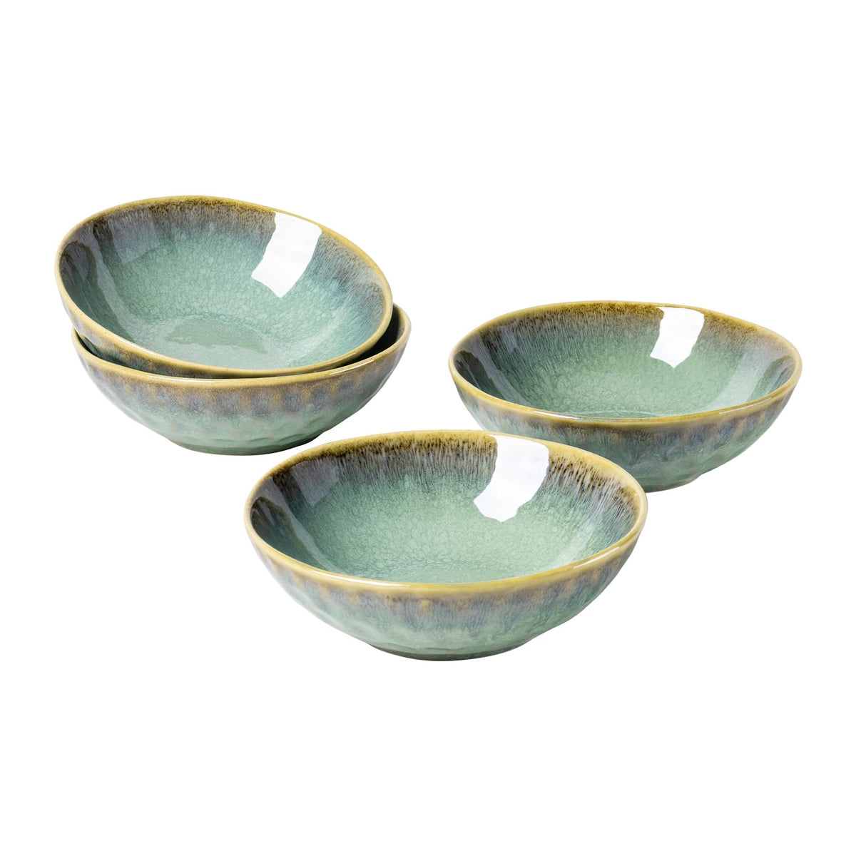 Bowls Set of 4 Bowls - 25 Oz, Cereal Bowls Stoneware Set/Soup Bowls Ceramic Bowls Ramen Retro Green - 750ml