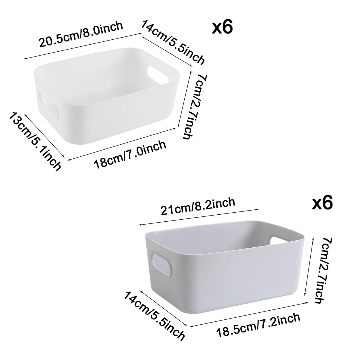 GAOHAN 12Pcs Plastic Storage Basket with Handles, Small Storage Boxes