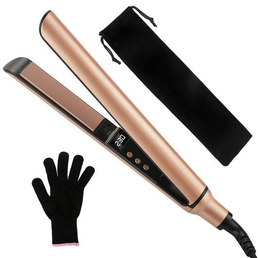 LXMTOU Hair Straightener and Curler in One Flat Iron Hair Straighteners for Women Ceramic Tourmaline Plates Styling Iron for ThickHair Adjustable