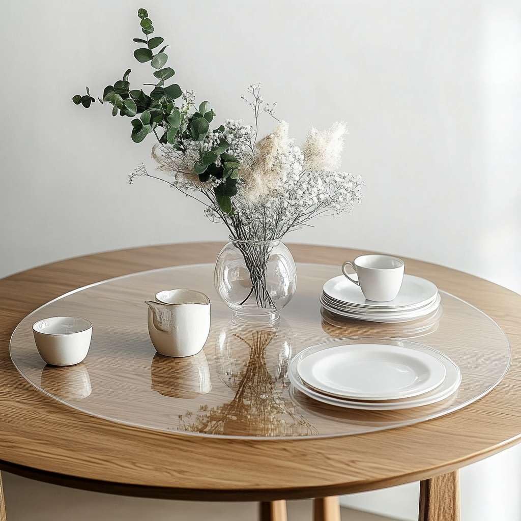 Round Clear PVC Table Protector, Heat Resistant & Waterproof, Clear (Round 60cm)