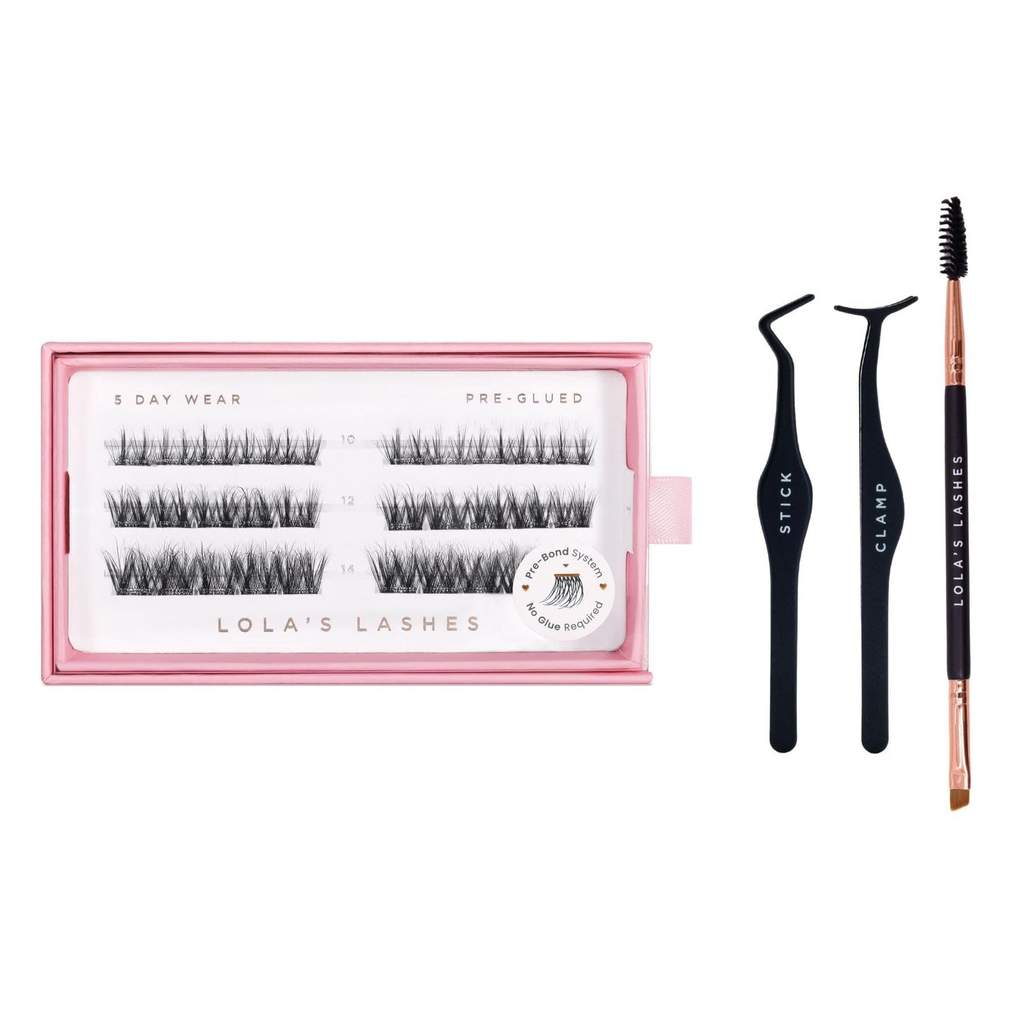 Lola's Lashes Pre-glued Lashes | Soft Definition 3 Row Starter Kit | Pre-Glues Lashes | Easy Application | Application Tools Included | 5-10 Days Wear