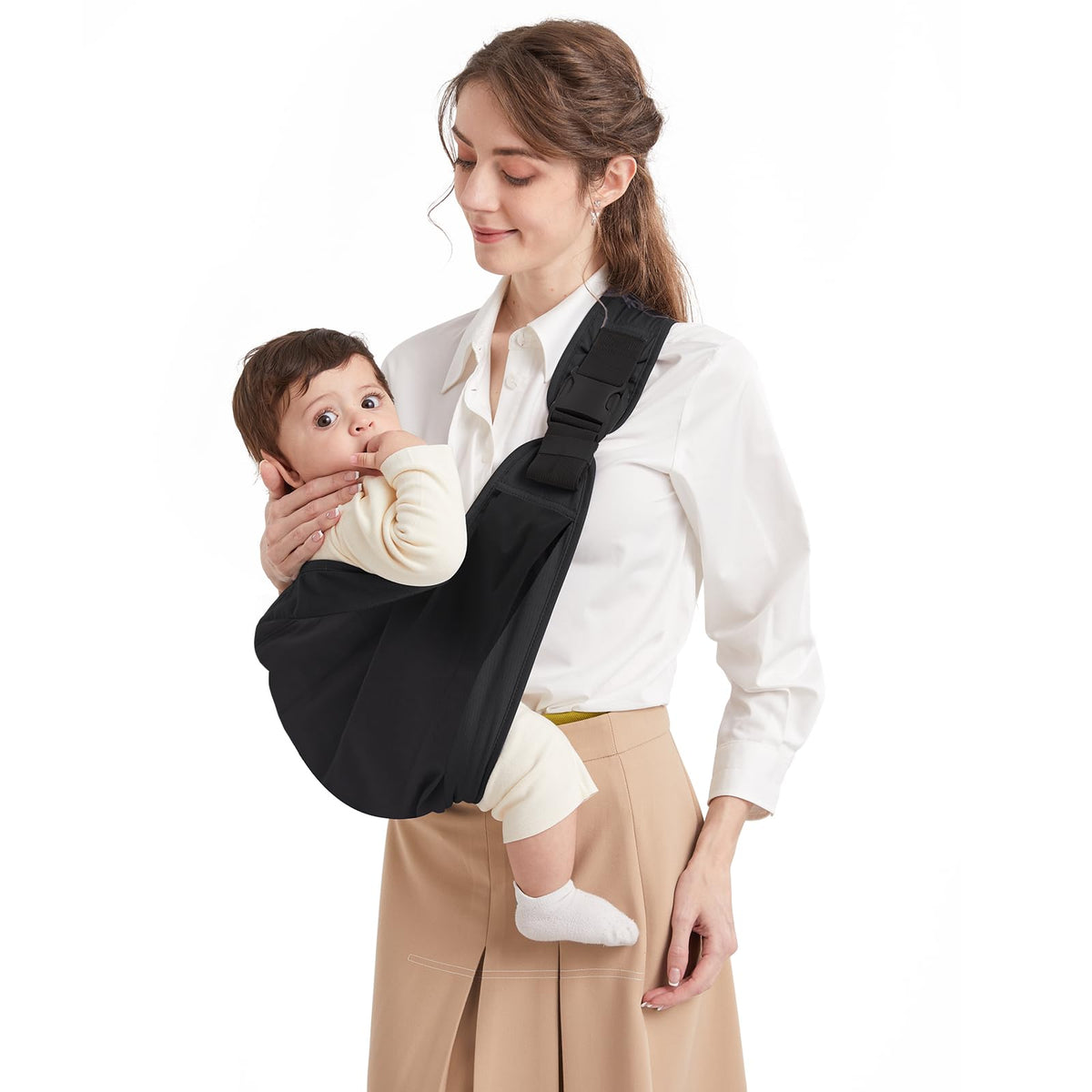 Mumgaroo Baby Sling, Adjustable Toddler Carrier Sling, Breathable Baby Sling Carrier with Thick Shoulder Straps for Newborn, Infant, Toddler, 0-36