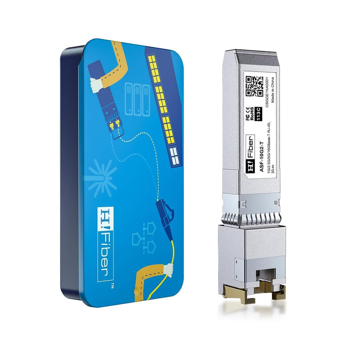 10Gb SFP+ RJ45 Transceiver, 10Gbase-T SFP+ Ethernet Module Support 10G/5G/2.5G/1.25G, Marvell 113C-Chip, Compatible with Cisco SFP-10G-T-S, Ubiquiti