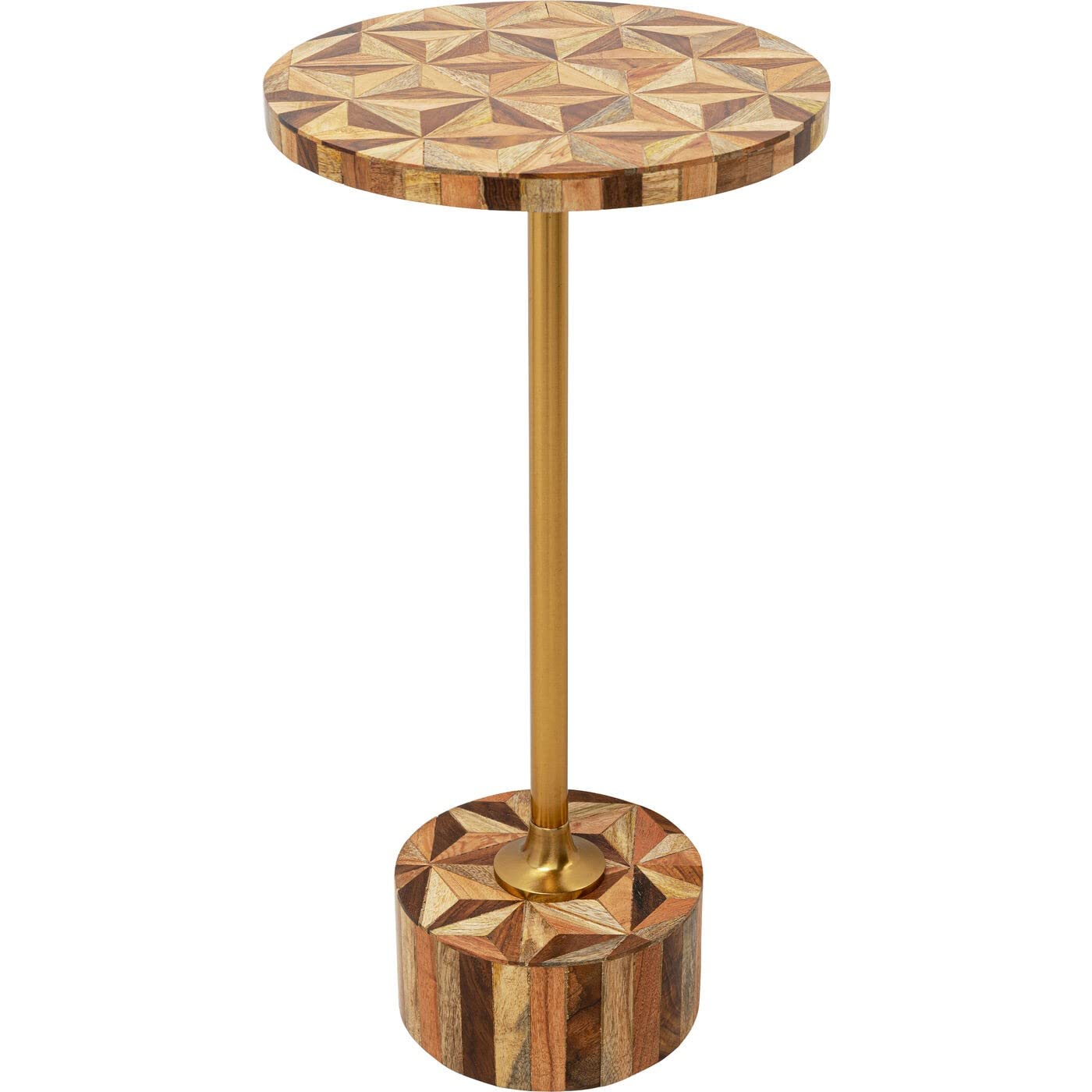 Kare Design Side Table Domero Geo, Brown, 25cm Diameter, Round Wood