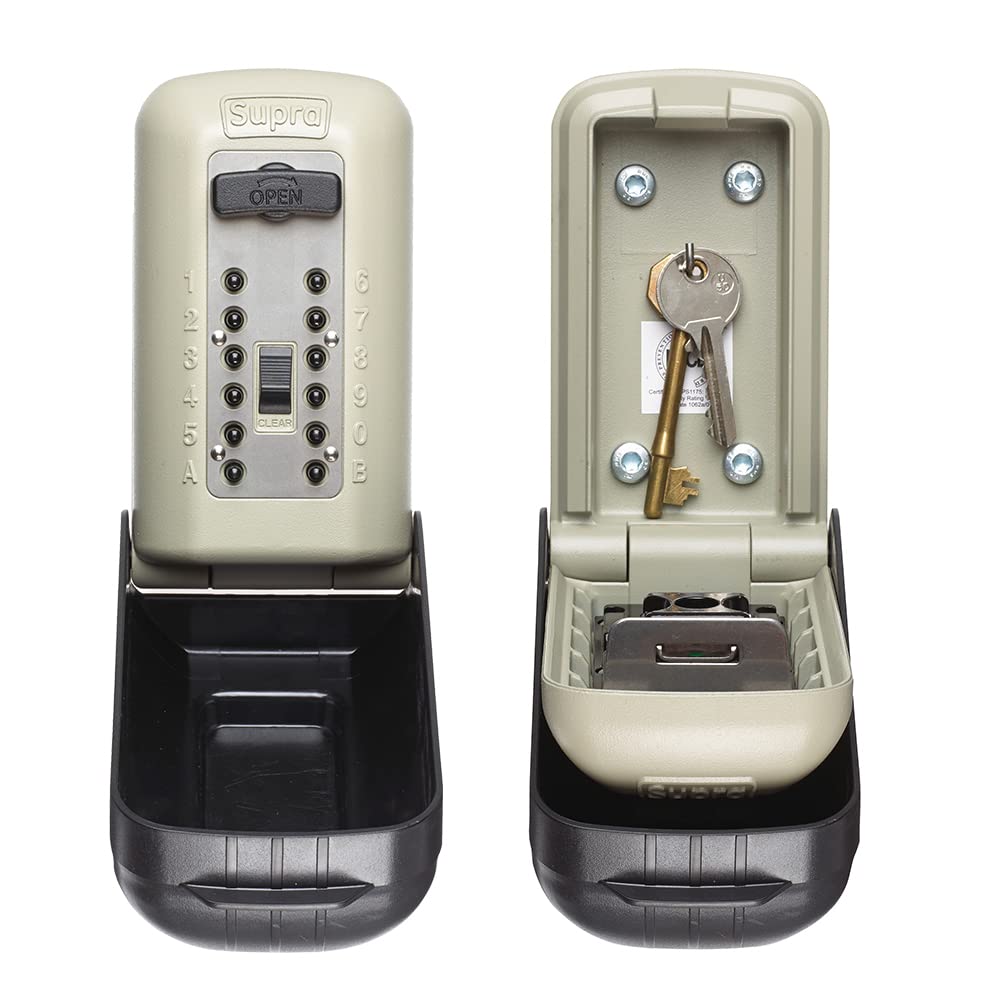 SUPRA C500 Pro Key Safe - High Security Police Preferred Outdoor Attack resistant Push button Wall Mounted Key safe. Lock box for keys, fobs, access