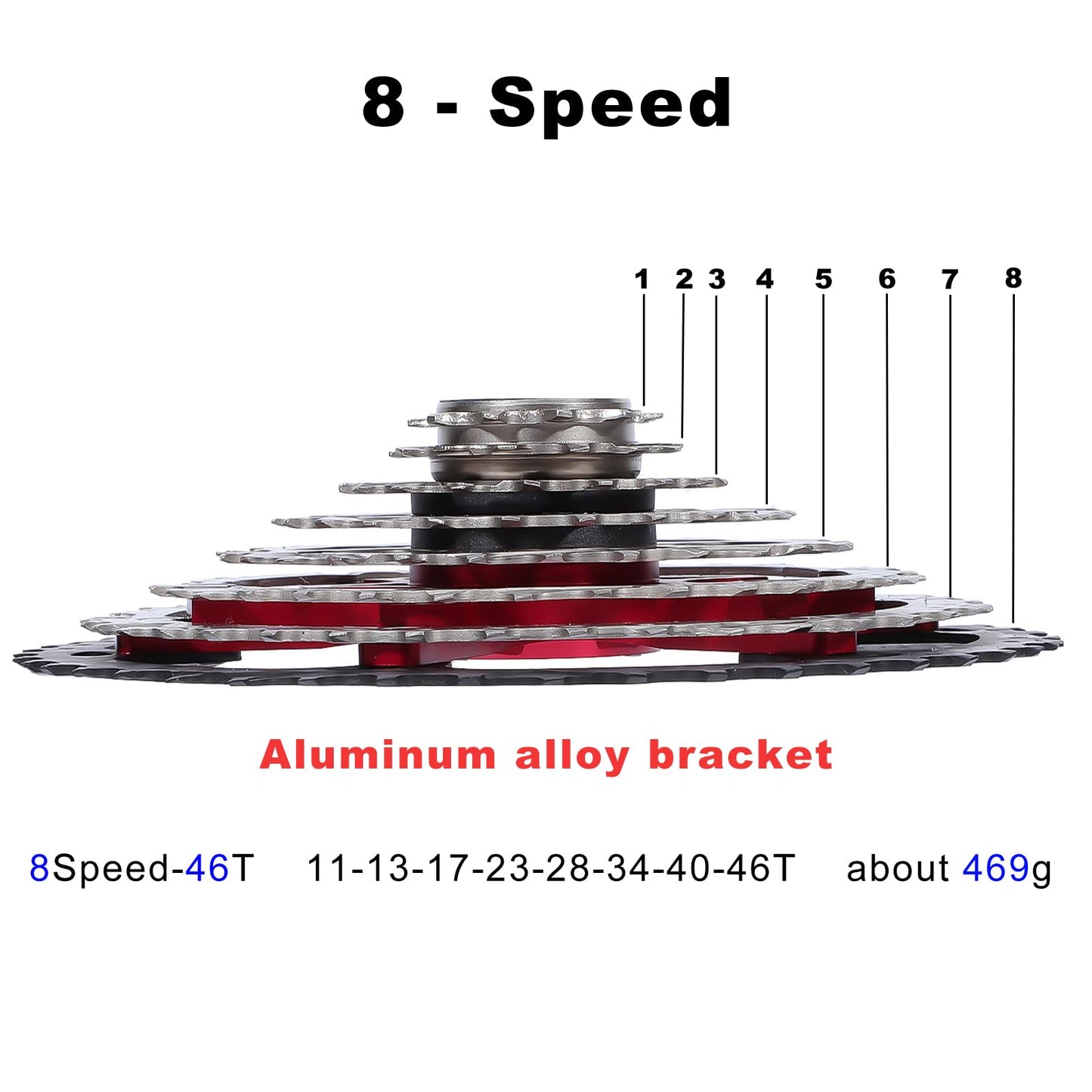 LANXUANR 8 Speed Mountain Bicycle Cassette Fit for MTB Bike, Road Bicycle?Super Light (11-46T)