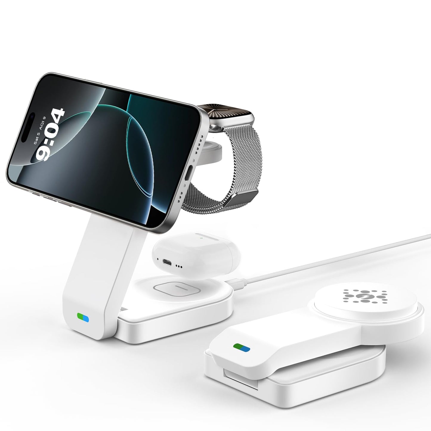 GLILAVOX Magnetic foldable Wireless Charger for Apple,3 in 1 Wireless Charging Station for iPhone Air 17 16 15 14 13 12 etc,Apple Watch,AirPod Pro3