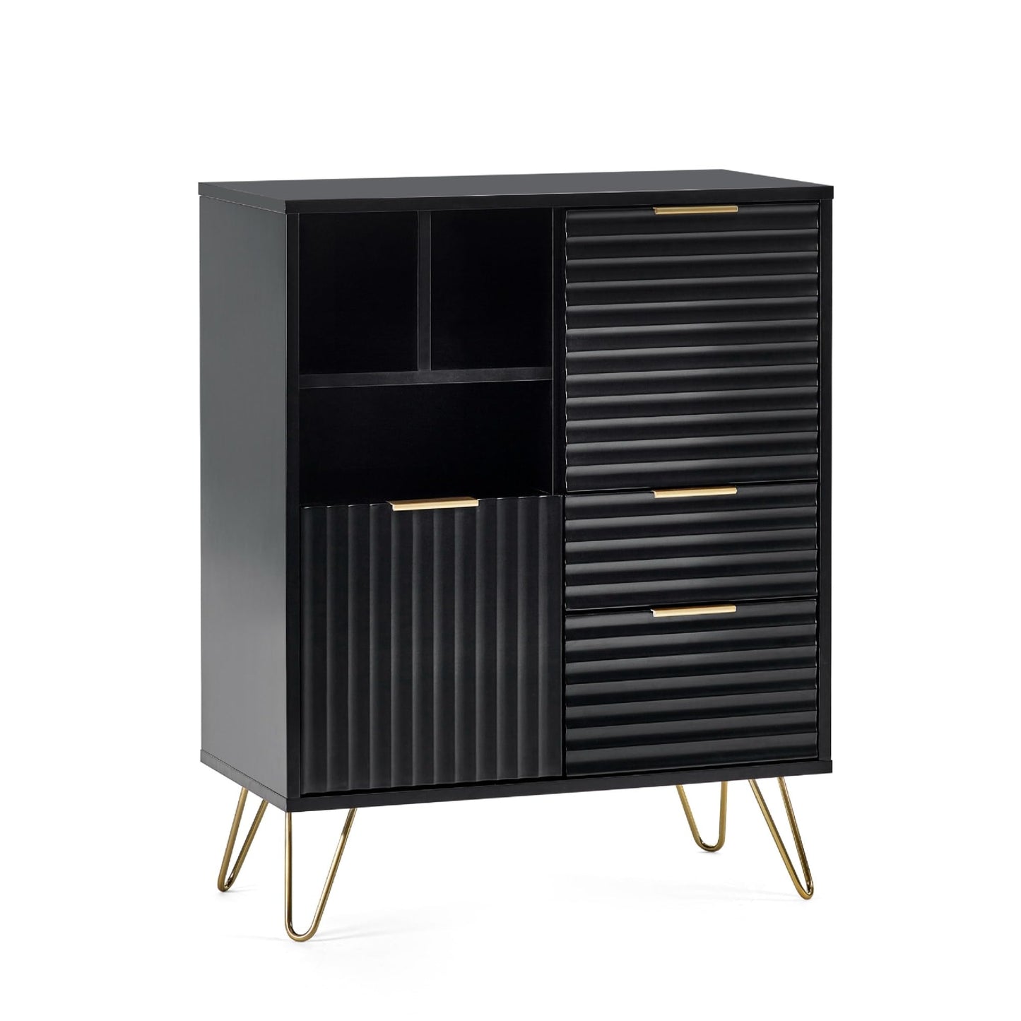 Julian Bowen Murano Sideboard, 2 Drawer, 2 Door, Black - H100 x W80cm