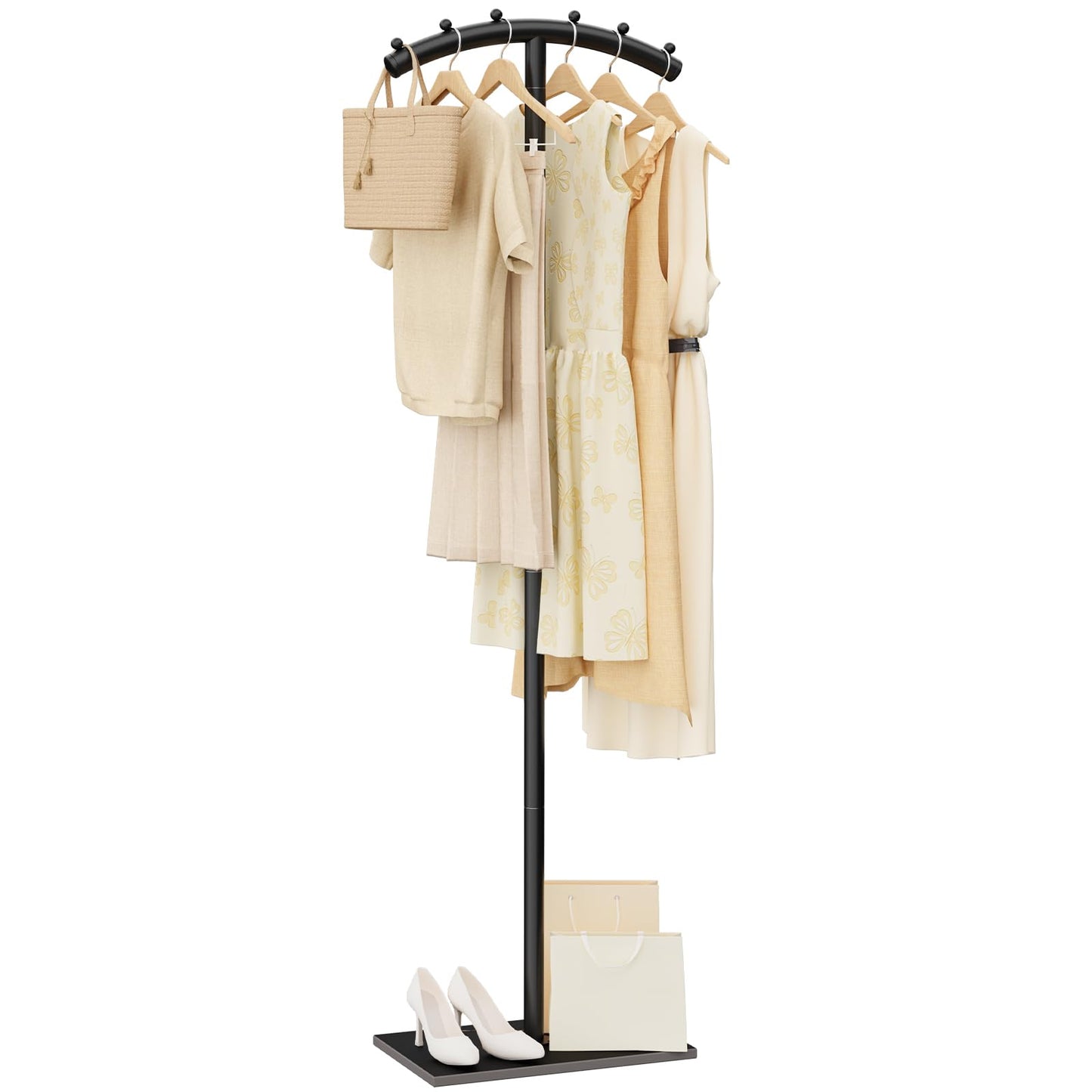 ENUMAIL T-Shaped Metal Clothing Racks,Freestanding Coat Tree,175cm,Black