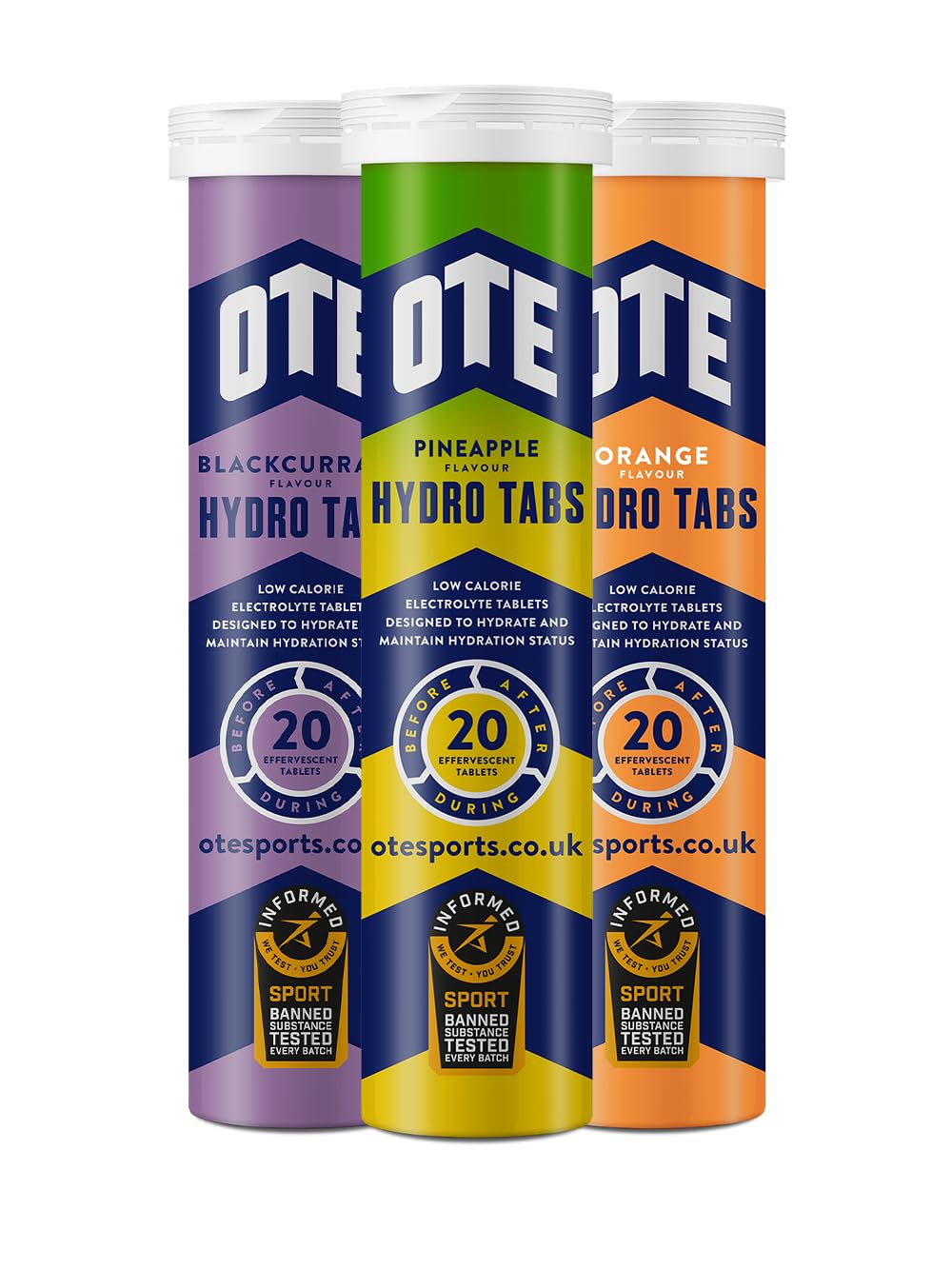 OTE Hydro Tabs - Electrolyte Tablets - Salt Tablets for Runners & Cyclists - Rehydration for Cycling, Running and Endurance Sport - Tubes of 20 (Mixed