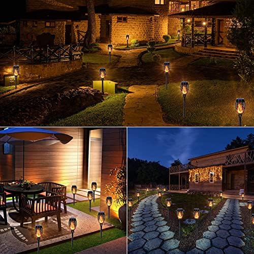NEXVIN 16 Pack Solar Flickering Dancing Flame Lights Waterproof Solar Torch Lights for Outdoor Garden Patio Pathway Yard Driveway Decorative