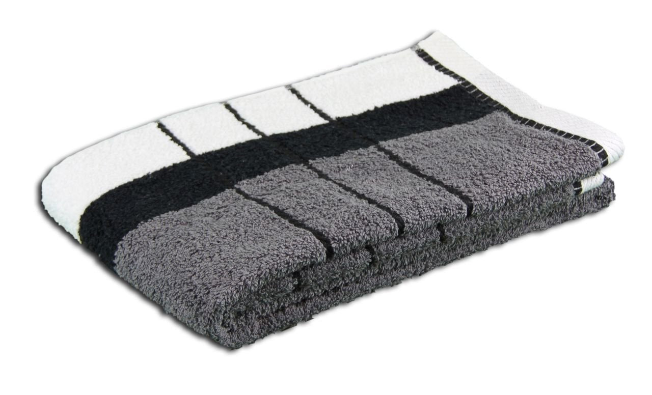 G?zze - Beach Towel, 100% Baumwolle, Berlin, Striped, 70 x 140 cm - Anthracite/Black