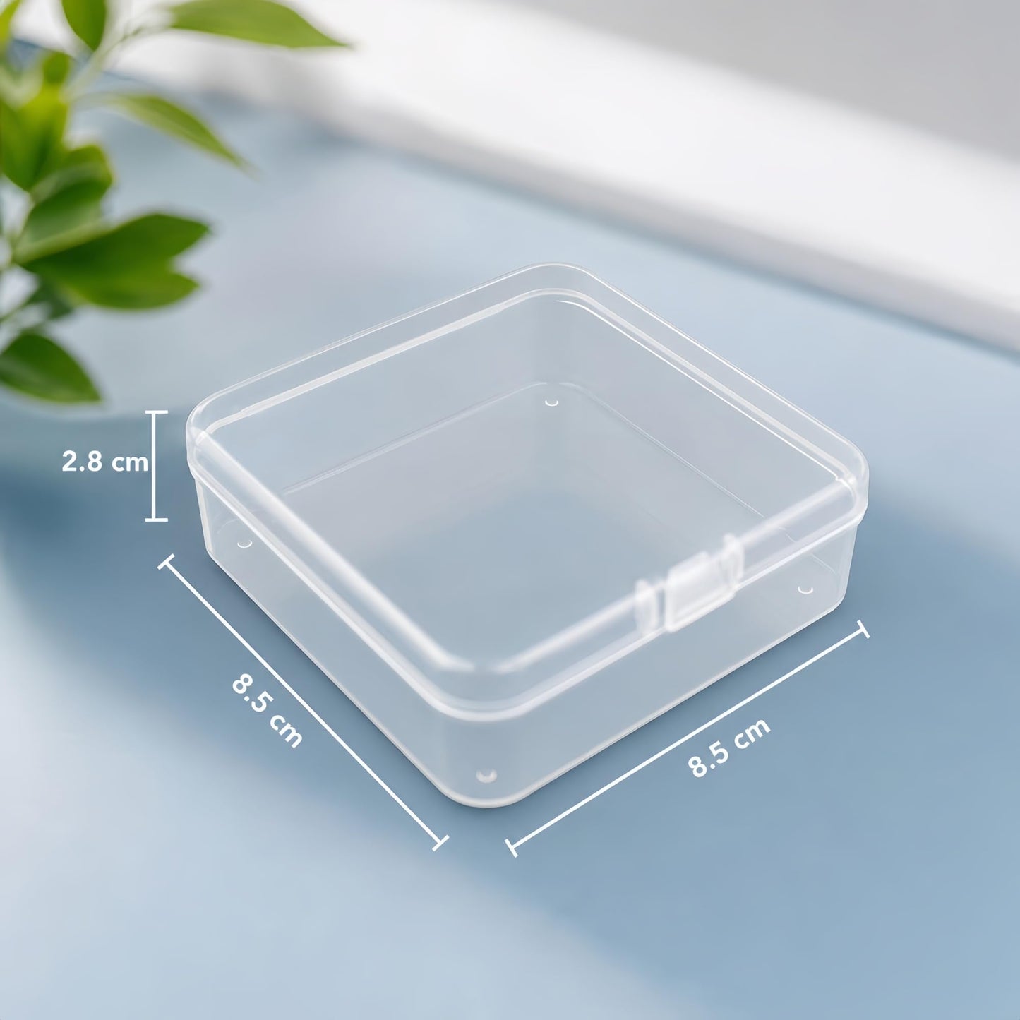 LJY Clear Square Plastic Boxes, 16 Pack, 8.5 x 8.5 x 2.8 cm