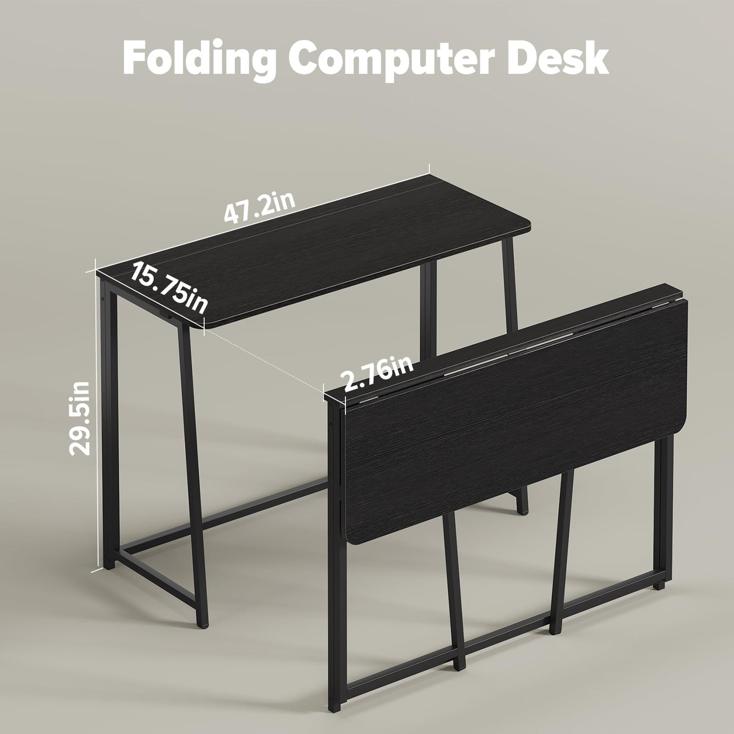 WOHOMO 100cm Folding Desk, Space-Saving Writing Foldable Table, black