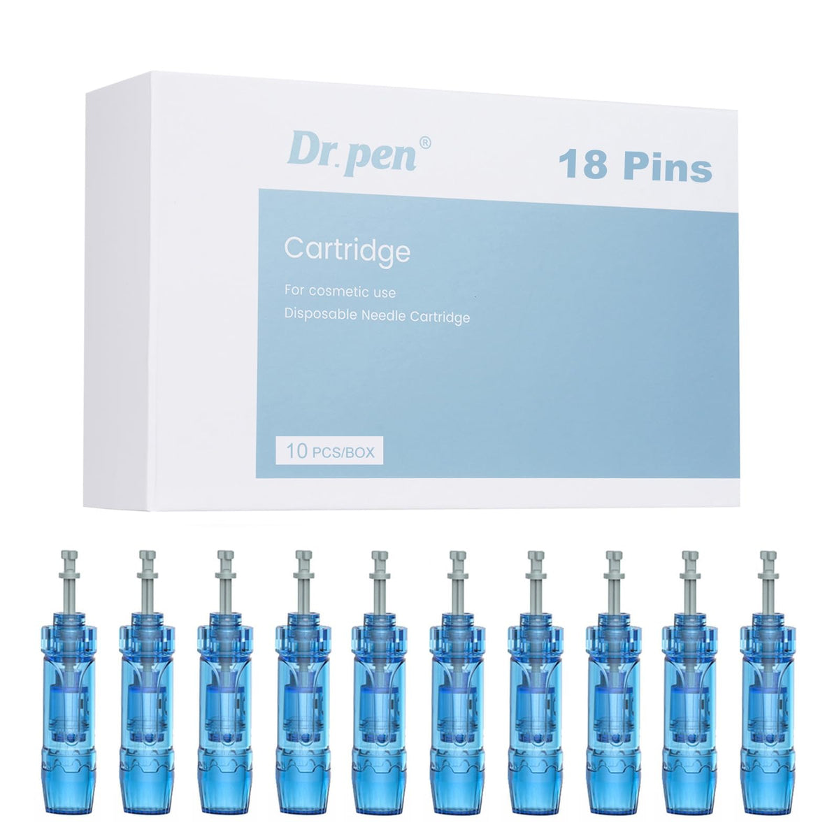 Dr.pen M8S Cartridges 18 Pins, 10Pcs Dr.pen Replacement Cartridges for Microneedling Pen M8S/A8S/A9 Model, Authentic Disposable Microneedling