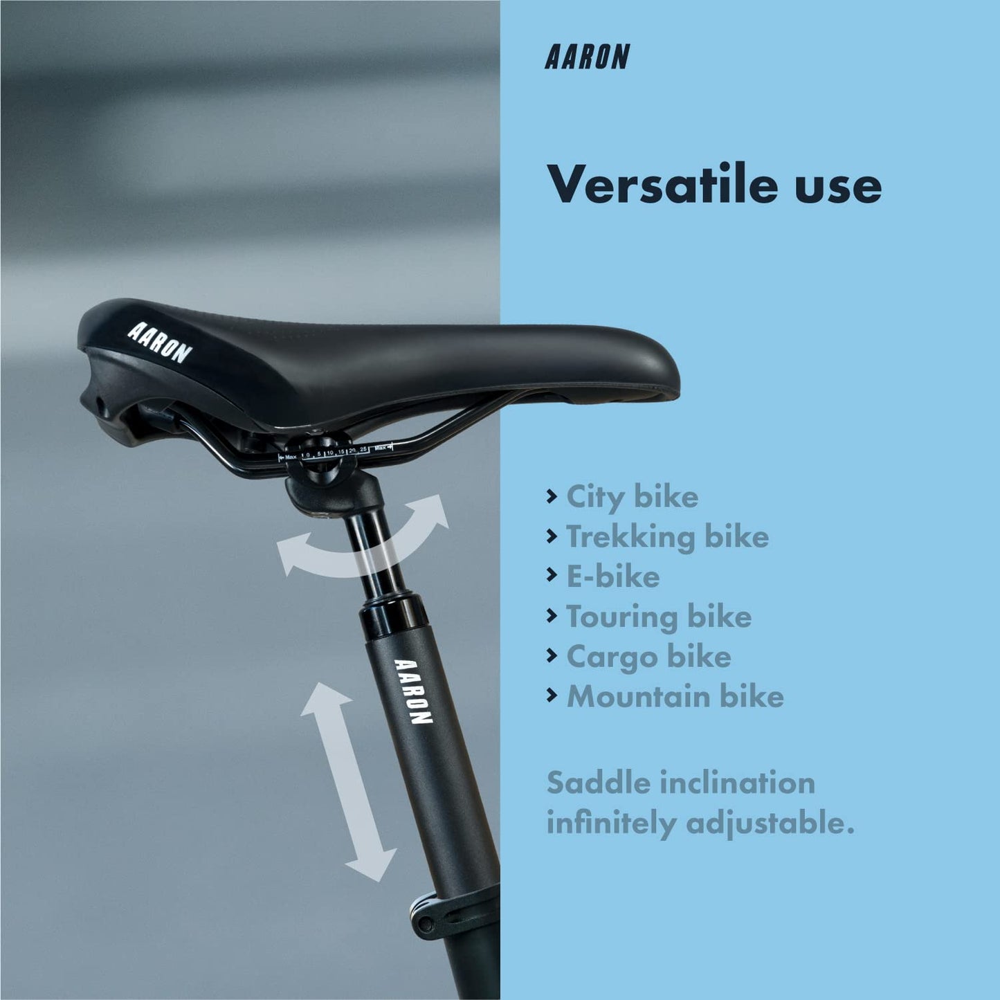 AARON - Spring Suspension Bike Seat Post - Aluminum Saddle Seatpost for E Bicycle, MTB, Trekking Bikes, City Bikes - 31.6mm Diameter, 13.8" (350mm)