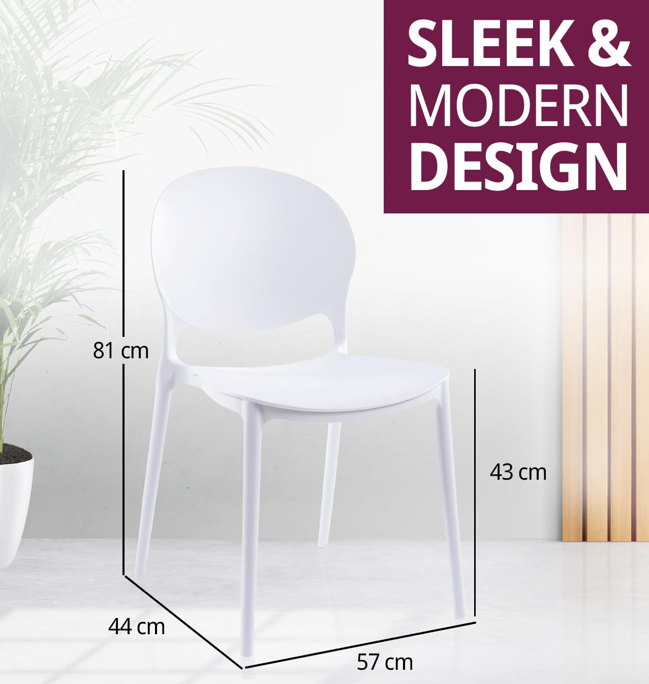 Hallowood Furniture Stoker Plastic Stackable Dining Chairs Set of 4, White