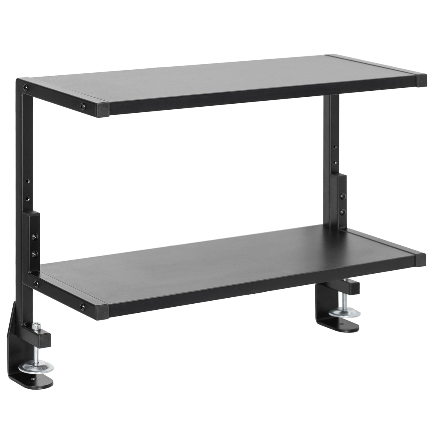 VIVO Clamp-on 61cm Above or Below Desk 2-Tier Shelving Unit for Table Accessories, Gaming Devices, and More, Storage Tray, Desktop Organizer, Black