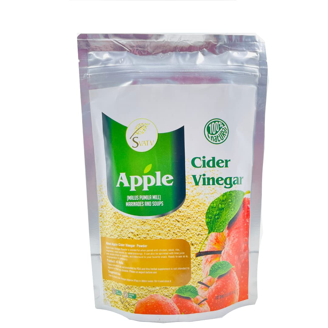 SVATV Natural Apple Cider Vinegar Powder (Malus Pumila Mill) | 75 Servings | Spray Dried | Gluten Free | No Preservatives | Flavor to Soups, Salads,