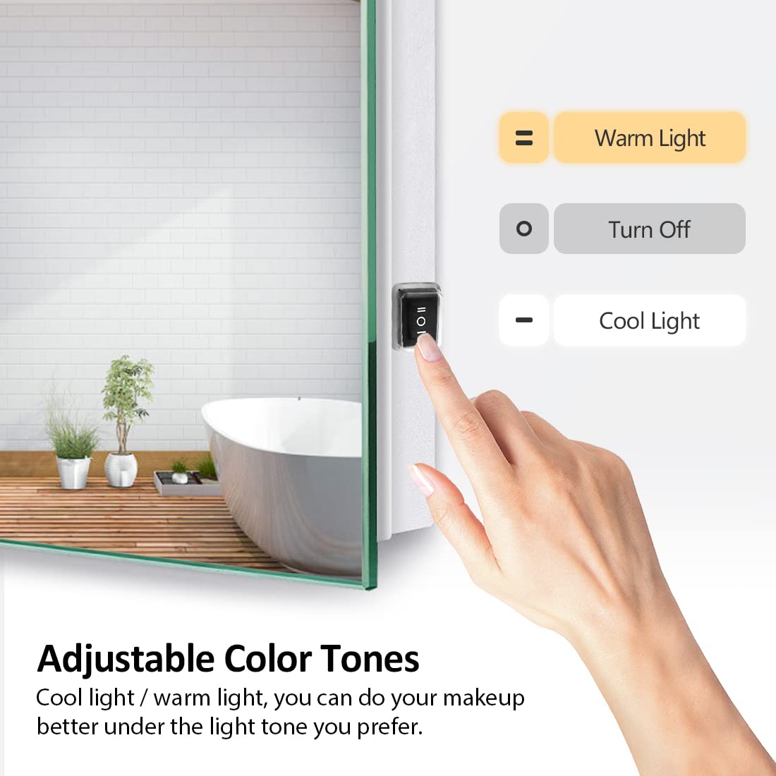 EMKE LED Small Bathroom Mirror 450x600mm, Wall Mounted Bathroom/Bedroom Vanity Mirror with LED Lights | Demister Pad, Easy Control Smart Mirror