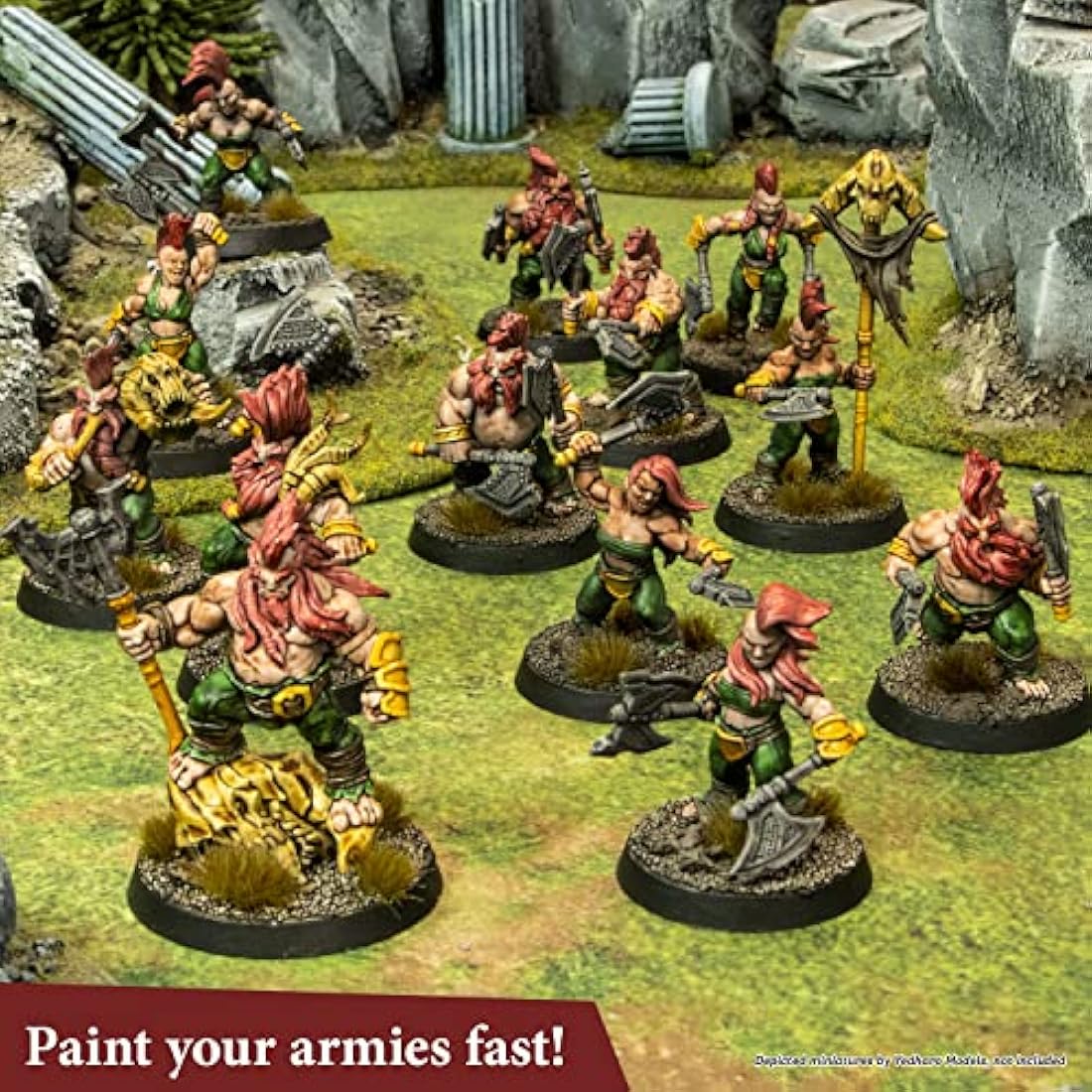 The Army Painter Speedpaint 2.0 Metallics Paint Set, 10 Bottles of Metal Acrylic Contrast Paint in 18ml Incl. 1 Free Basecoating Brush for Miniature Painting, Warhammer & DnD