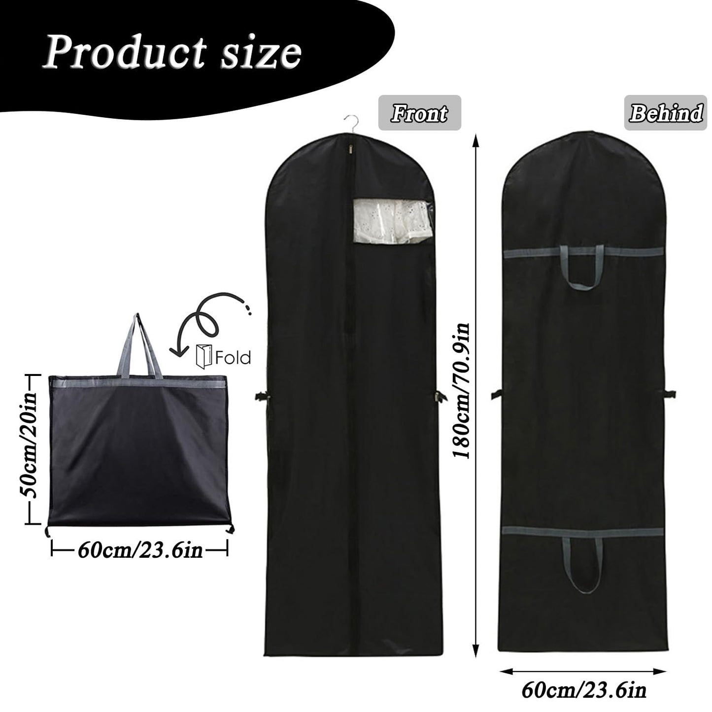 1 Pack Long Dress Covers Bag Dust Proof Clothes Covers Moth Proof Garment Bag Wedding Dress Bag Folding Long Coat Cover for Coat Gowns Dresses Shirts