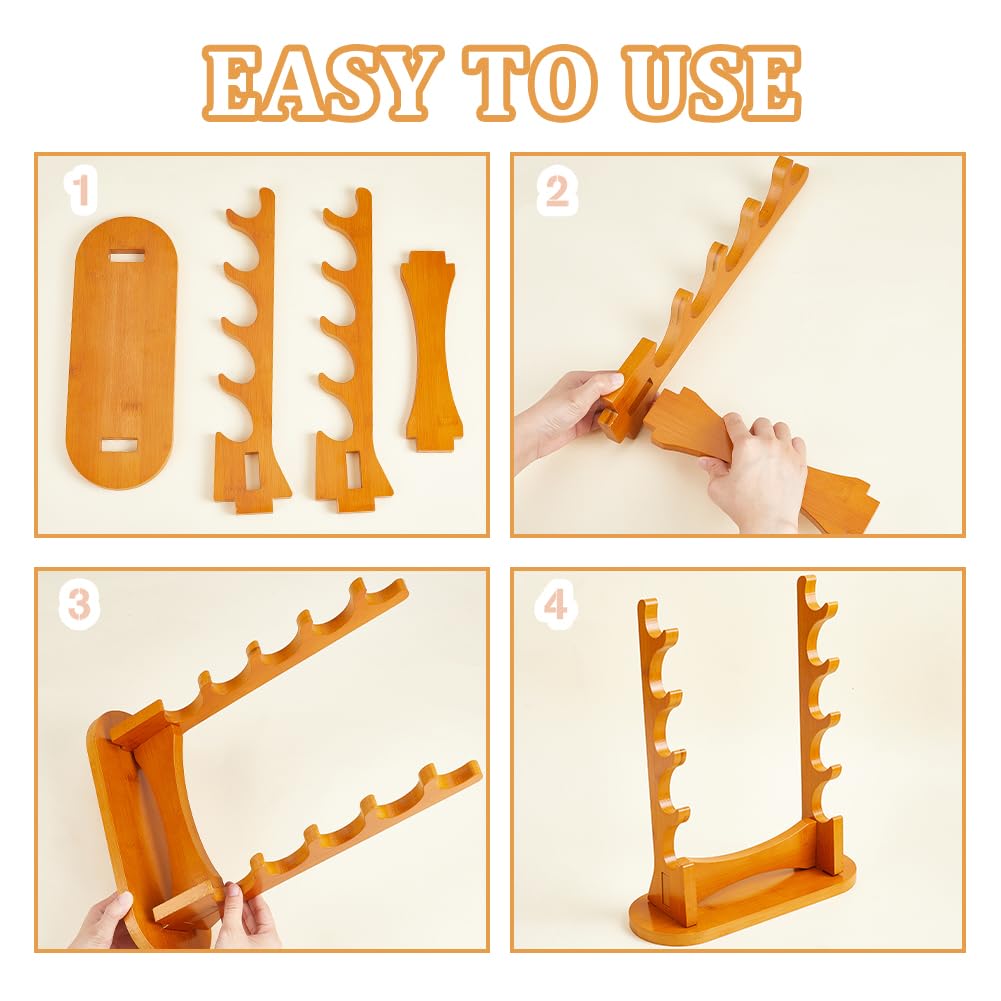 NBEADS Wooden Flute Stand, 5-Tier Sword Display Rack Wooden Desktop Holder Wizard Wand Stand for Soprano Recorder Flute Woodwind Instrument Swords