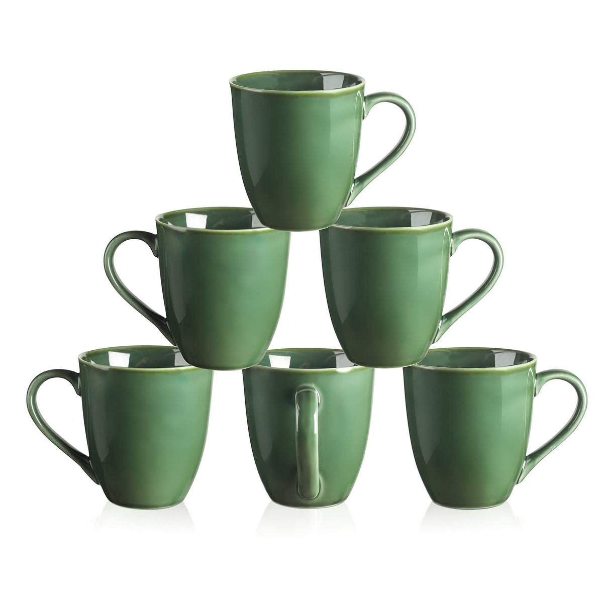 vicrays Porcelain Tea Mug Set of 4, 350 ml, Stoneware Coffee Mug for Men, Women, Unique Glazed Mugs with Handle for Coffee, Tea, Milk, Cocoa,