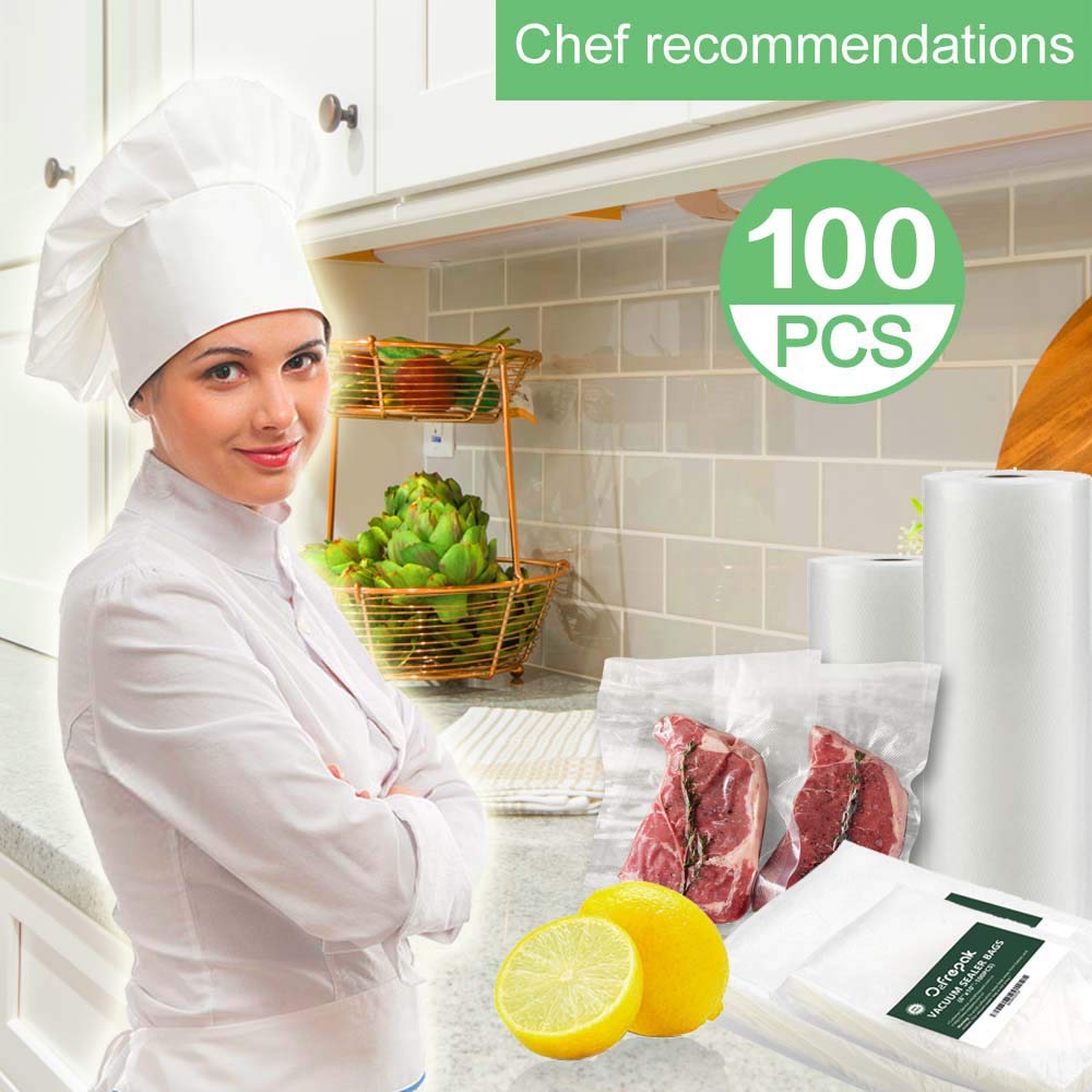 O2frepak 100 Count 30X40cm Textured Vacuum Sealer Bags for Food,BPA Free and Heavy Duty Embossed Vacuum Seal Food Sealer Bags,Great for Sous Vide