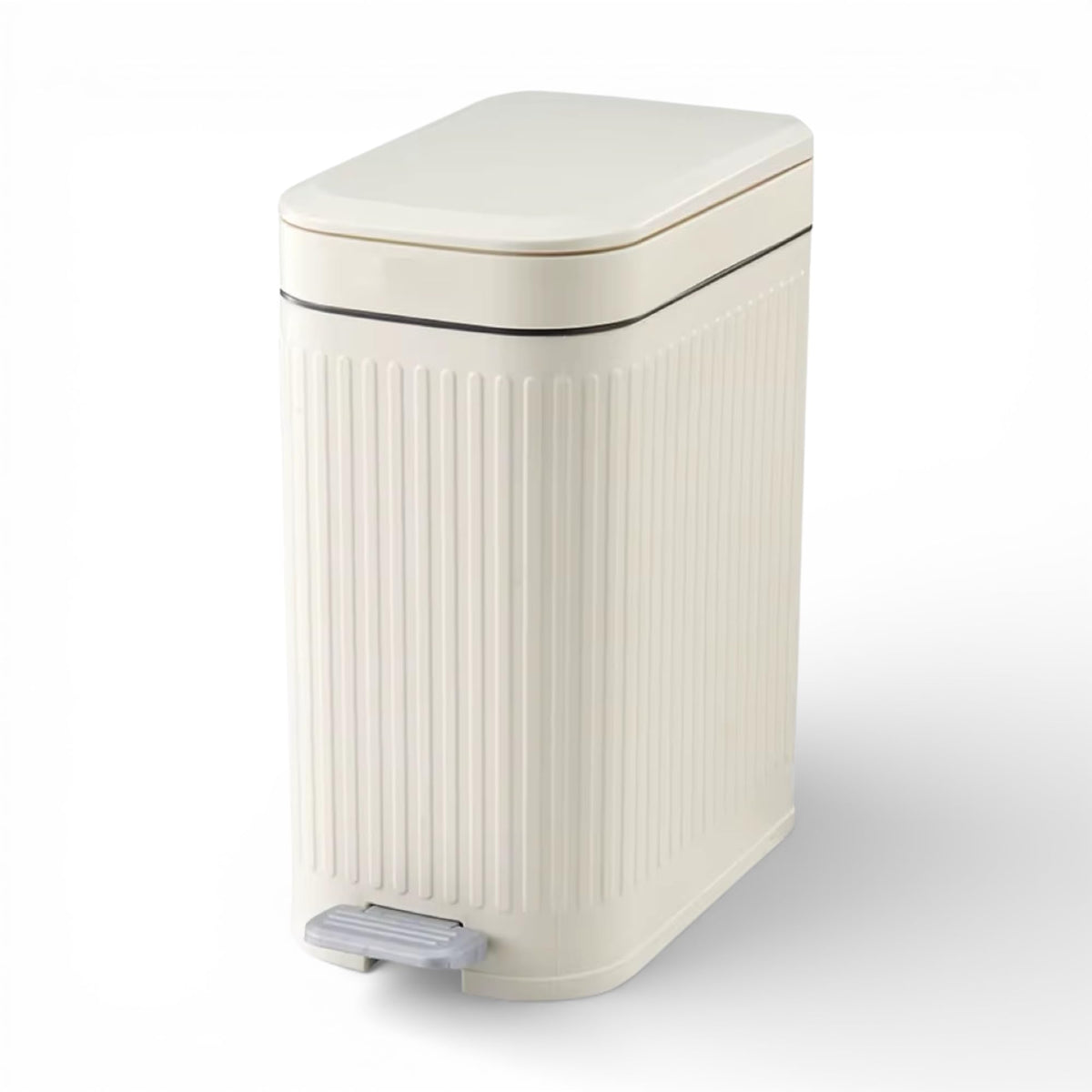 Modovo 7L Slim Pedal Waste Bin – Modern Narrow Plastic Dustbin with Soft Press Lid & Foot Pedal