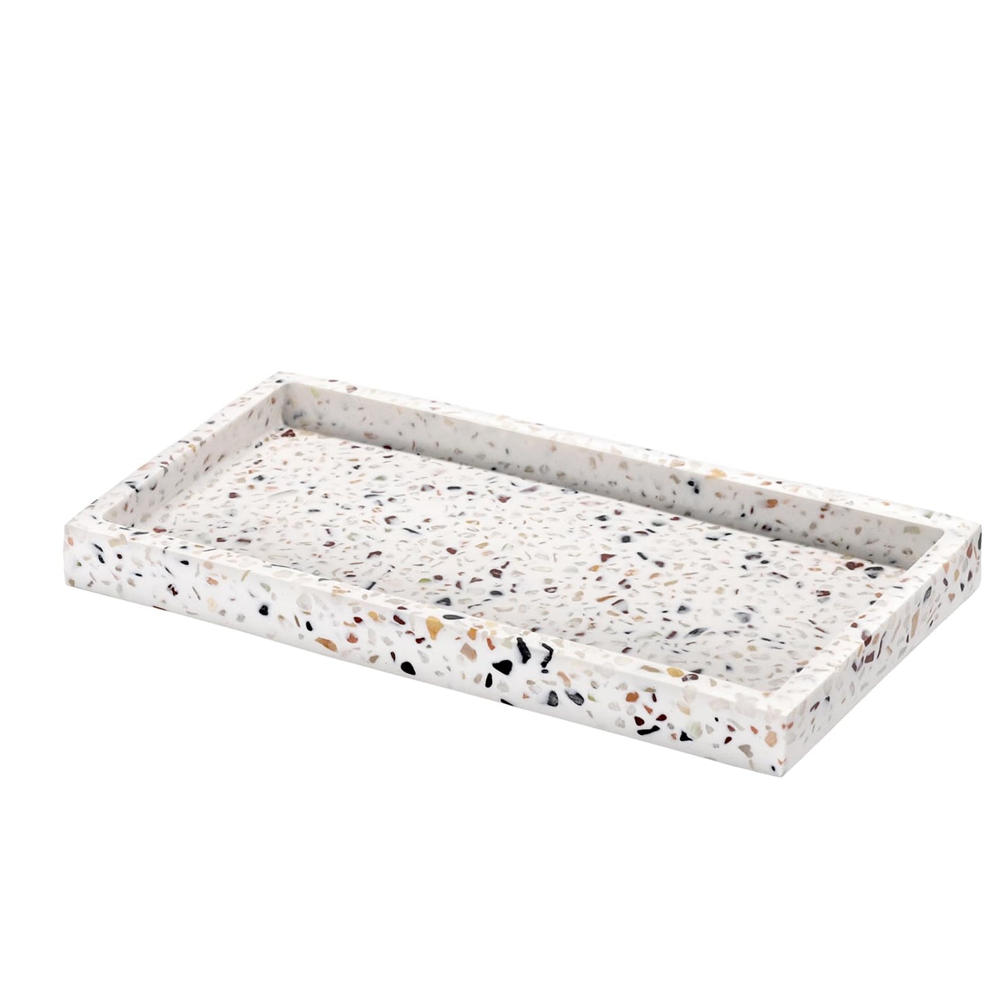Luxspire Bathroom Vanity Tray, 8 x 4 inch Resin Kitchen Sink Tray for Soap Dispenser Bathroom Countertop Organizer Plate Holder for Perfume Soap Towel