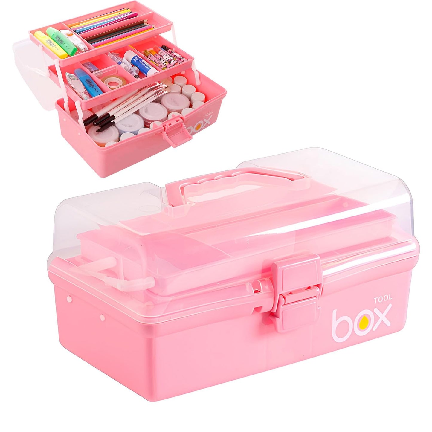 3 Layers Art Storage,Medical Box,Plastic Craft Storage Boxes with Compartments,Craft Box Storage Caddy,Art Storage Box,Craft Organiser for