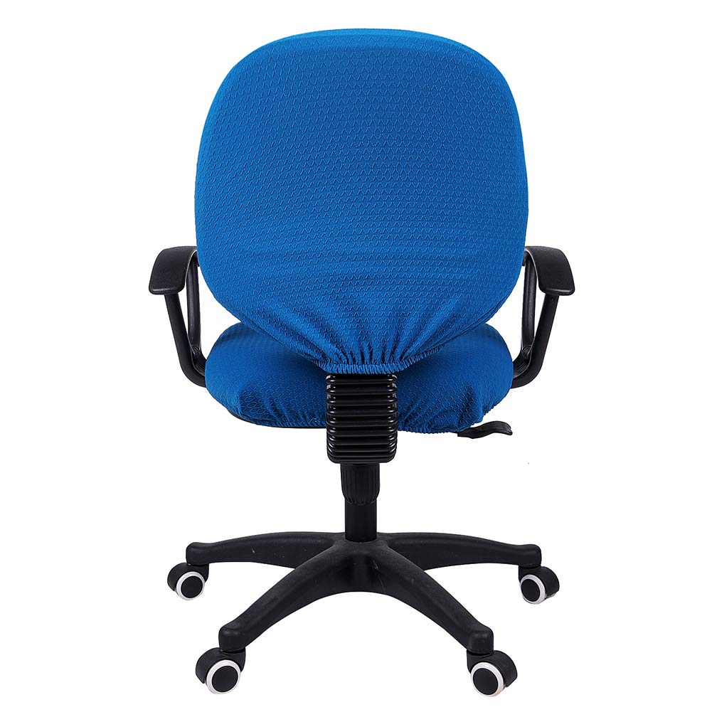 smiry Office Computer Chair Covers, Stretch Jacquard Universal Desk Rotating Chair Slipcovers Protector, Seat Cover + Backrest Cover, Ocean Blue