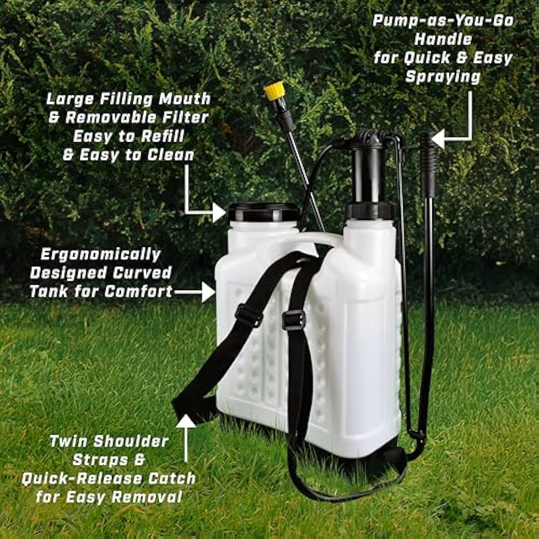 Faithfull Pressure Sprayer Knapsack - 16 Litre Capacity Garden Spray Pump with 3 Adjustable Nozzles & Service kit