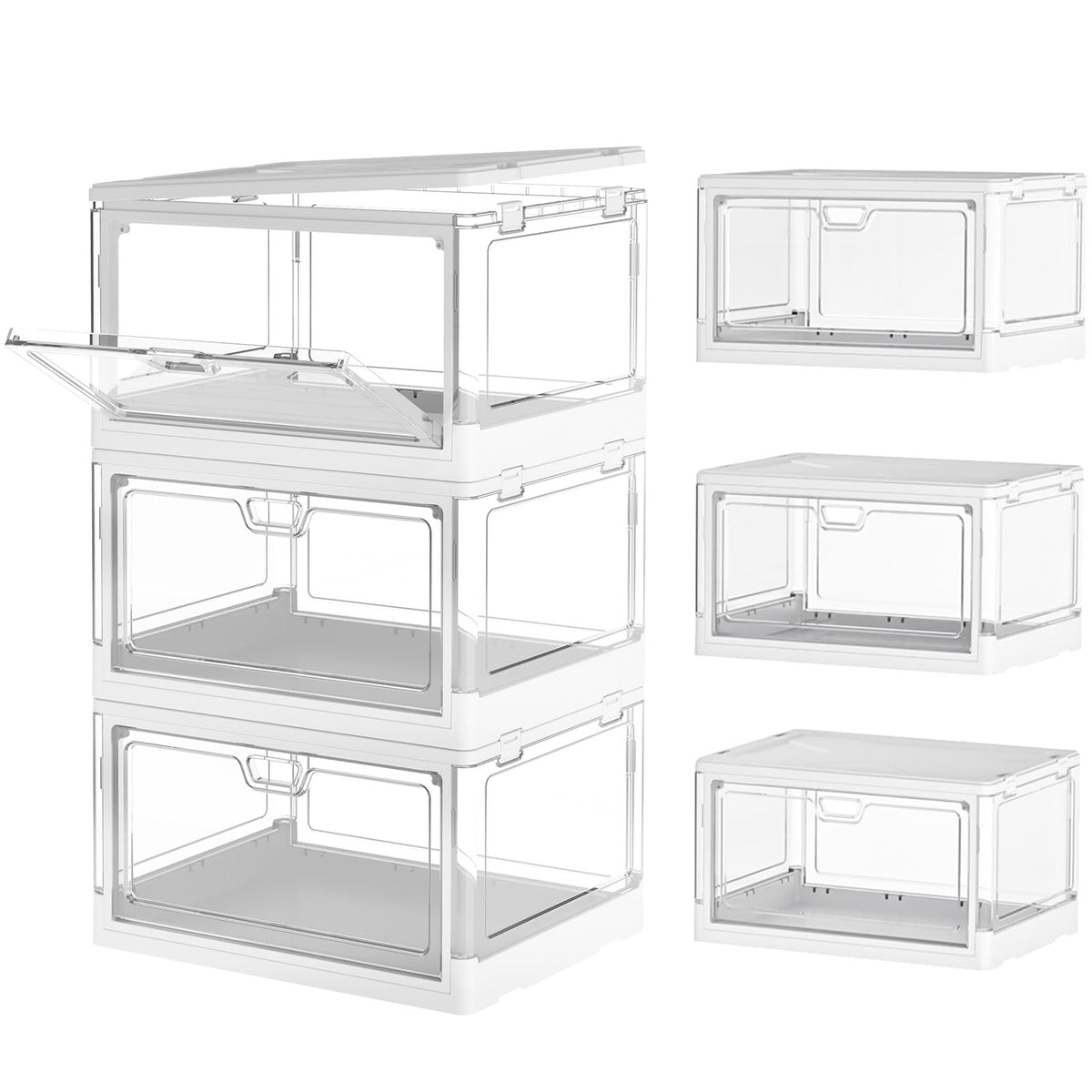 TidyTrove Storage Boxes with Lids - 25L*3 Plastic Storage Box with 3 Lids, Stackable Storage Boxes, Storage Drawers, Large Storage Box with Lids for