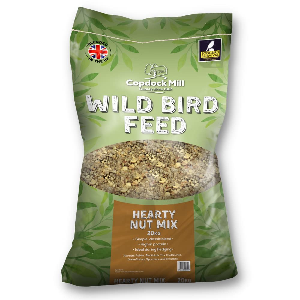 Copdock Mill Peanuts & Sunflower Hearts Bird Food 20kg - Hearty Nut Mix Bird Seed Blend with Sunflower Hearts and Peanuts for Wild Birds - High in