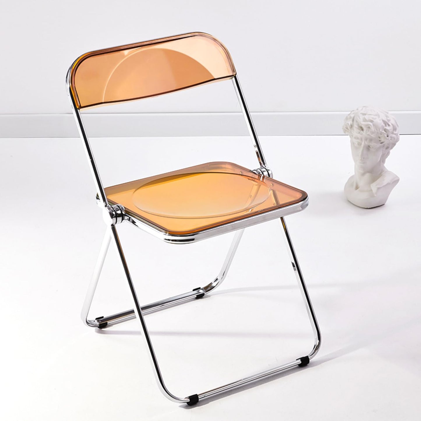 KAIHAOWIN Luxury Modern Transparent Folding Chair Acrylic Folding Chairs-Acrylic Ghost Stackable Crystal Seat-PC Plastic Living Room Seat-Chrome