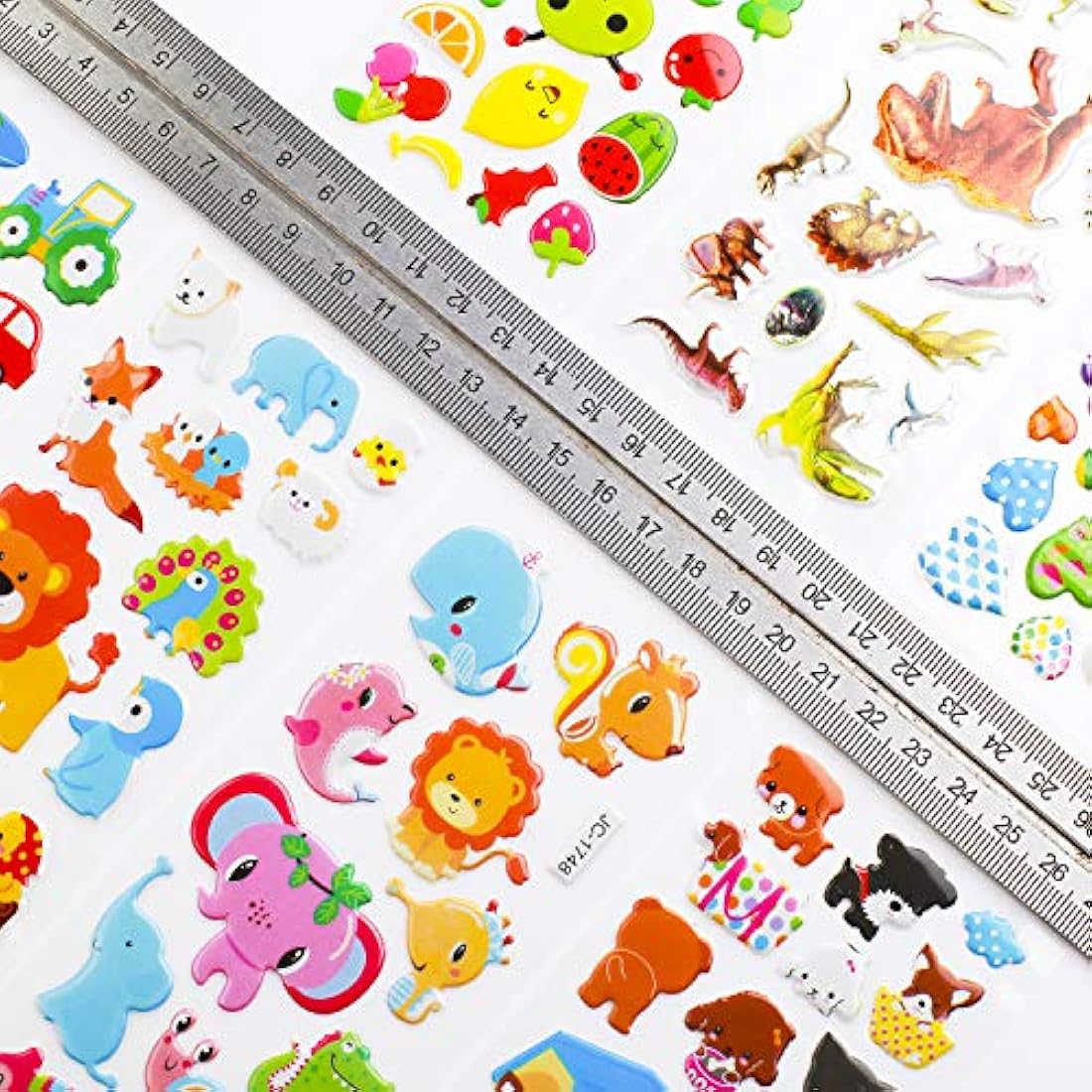 Meafeng 3D Stickers for Kids Toddlers Vivid Puffy Kids Stickers 24 Different Sheets Over 550, Coloured 3D Stickers for Boys Girls Teachers as Reward, Gift, Craft Scrapbooking